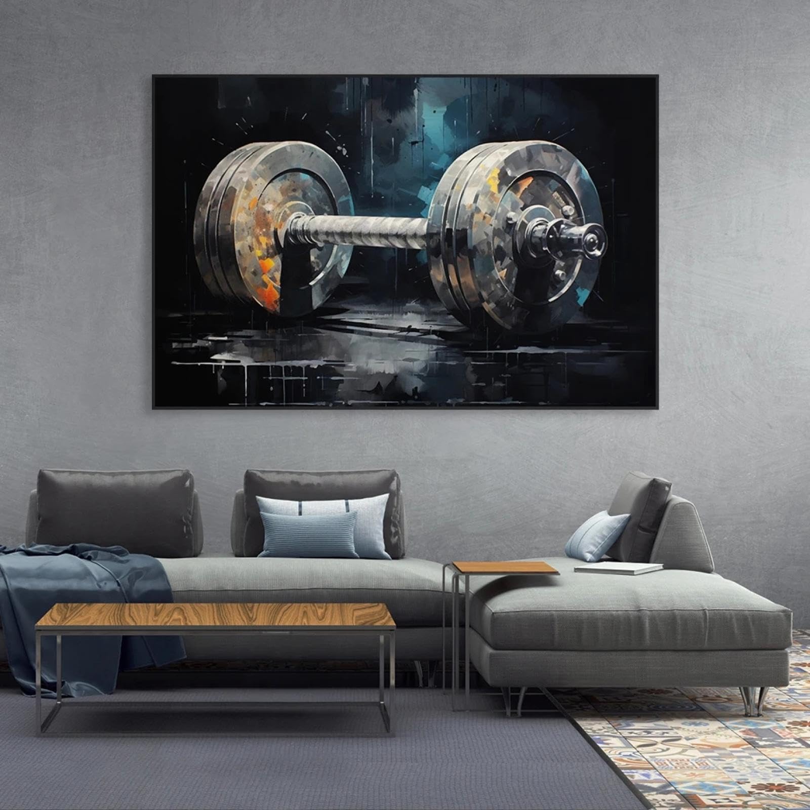Art Mural Barbell Graffiti Impression Toile de Gym Design Moderne 35x50 - 8