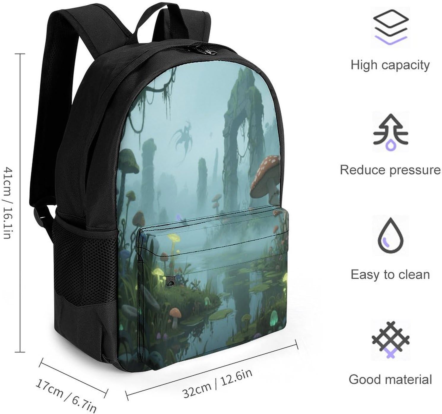 Mysterious Swamp Backpack Daypack Travel Backpack | Lightweight Casual Laptop Backpack for Women Men Aesthetic Travel Bag for Weekender Business Hiking Outdoor