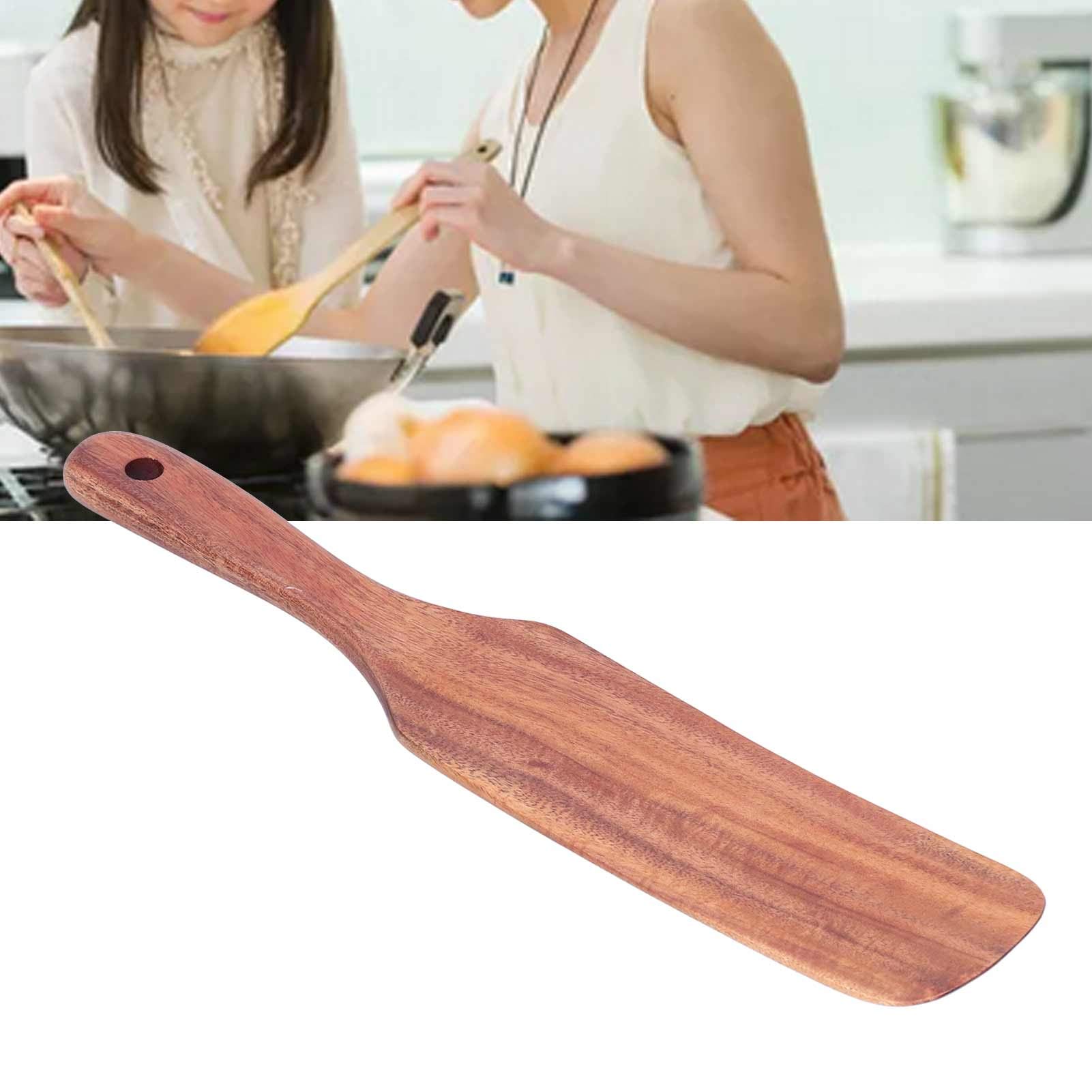 Houten kookspatel, houtdraaier beuken, platte houten draaier