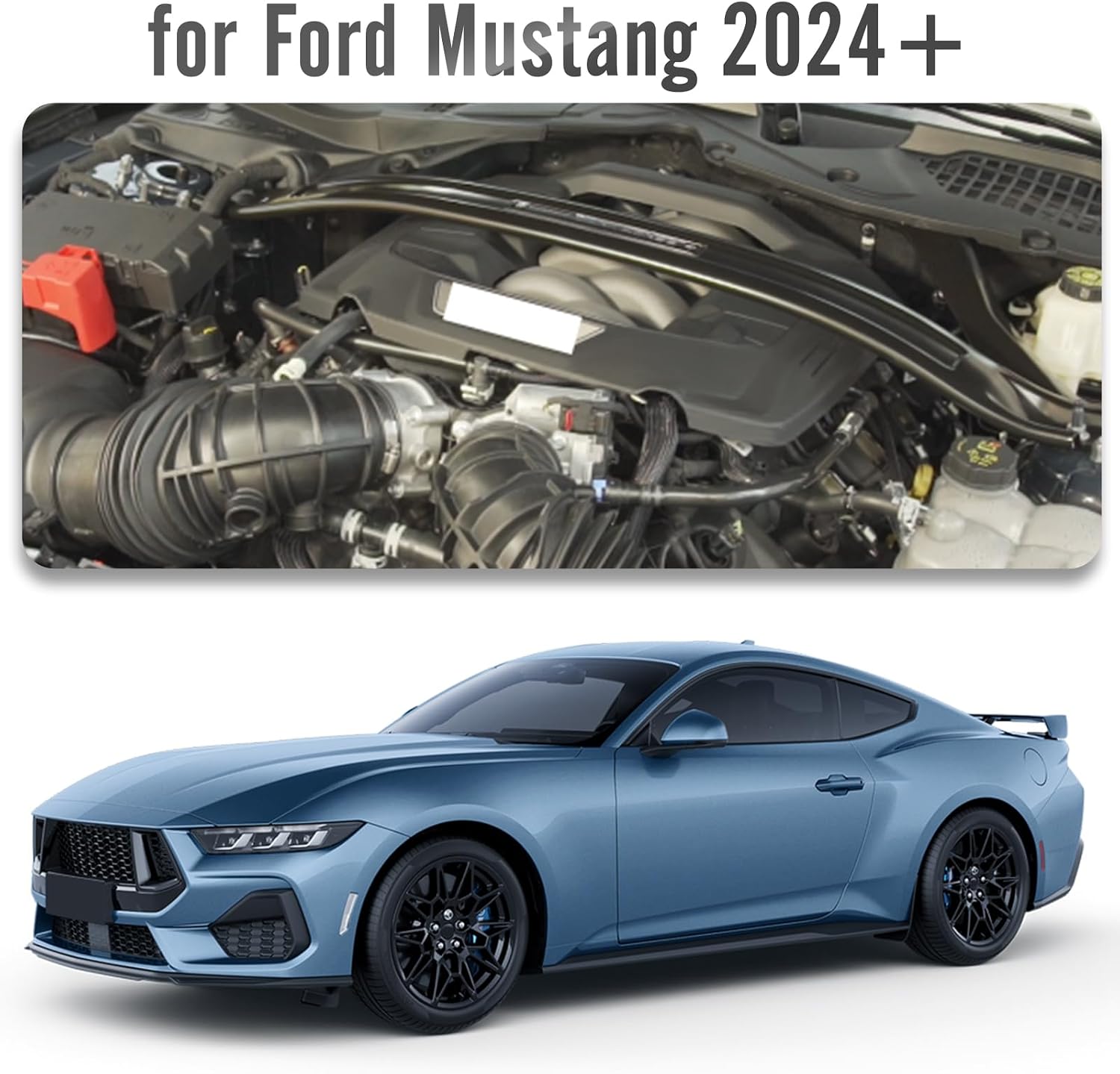 Genuine Carbon Fiber Engine Cover for Mustang GT Dark Horse S650 Convertible 2024+,Engine Bay Air Intake Fliter Panel