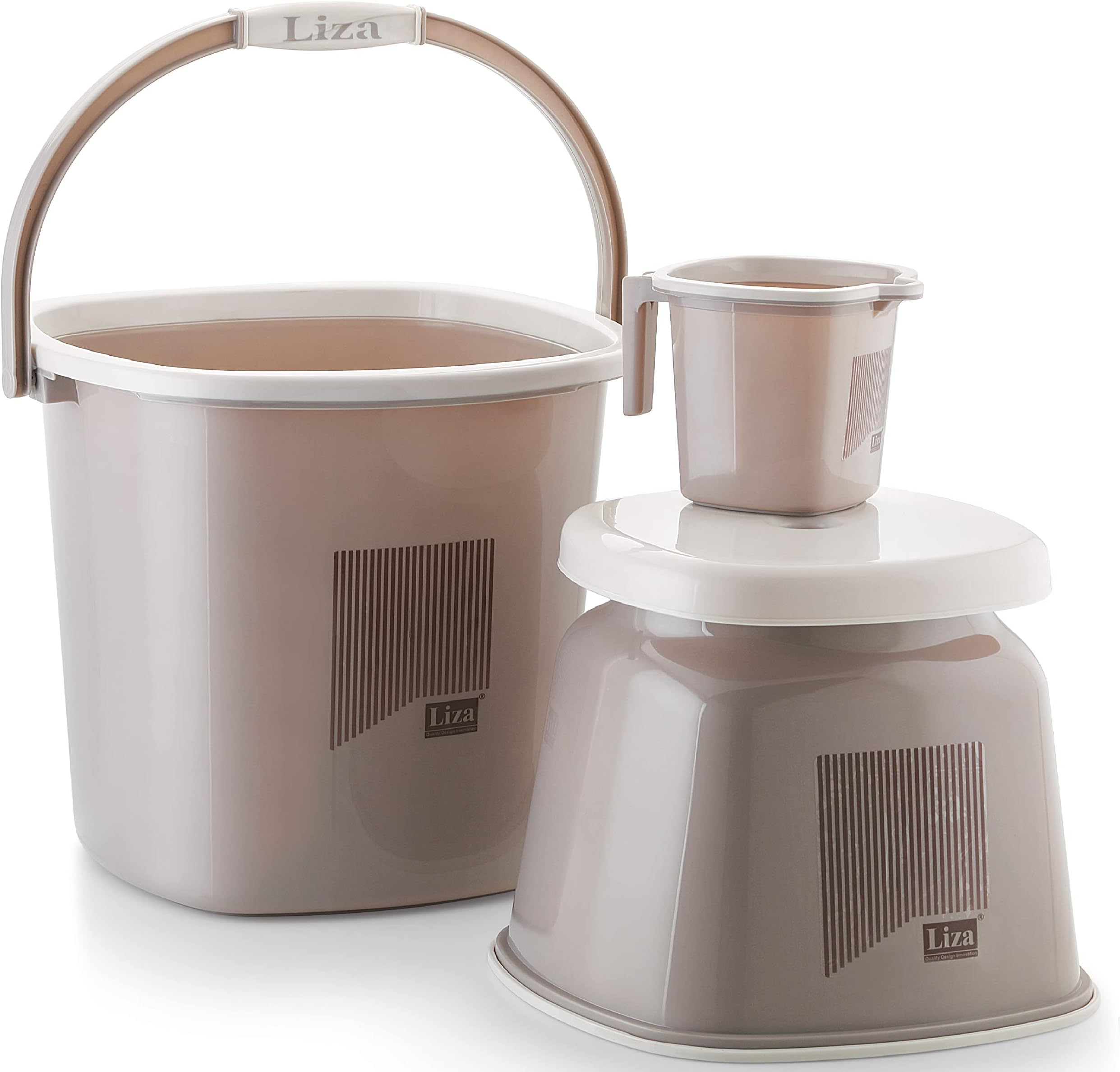 LIZA BATHROOM 3PC SET, BUCKET 25 LITERS, BATLA/BIG STOOL, MUG 1.5