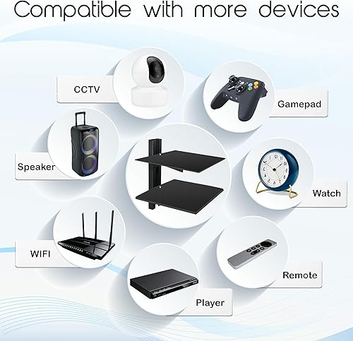 Miniatura 7 de SIMOND STORE - Estantes centrales de entretenimiento de pared - Estante para proyector - Estantes flotantes para TV, reproductores de DVD, consolas