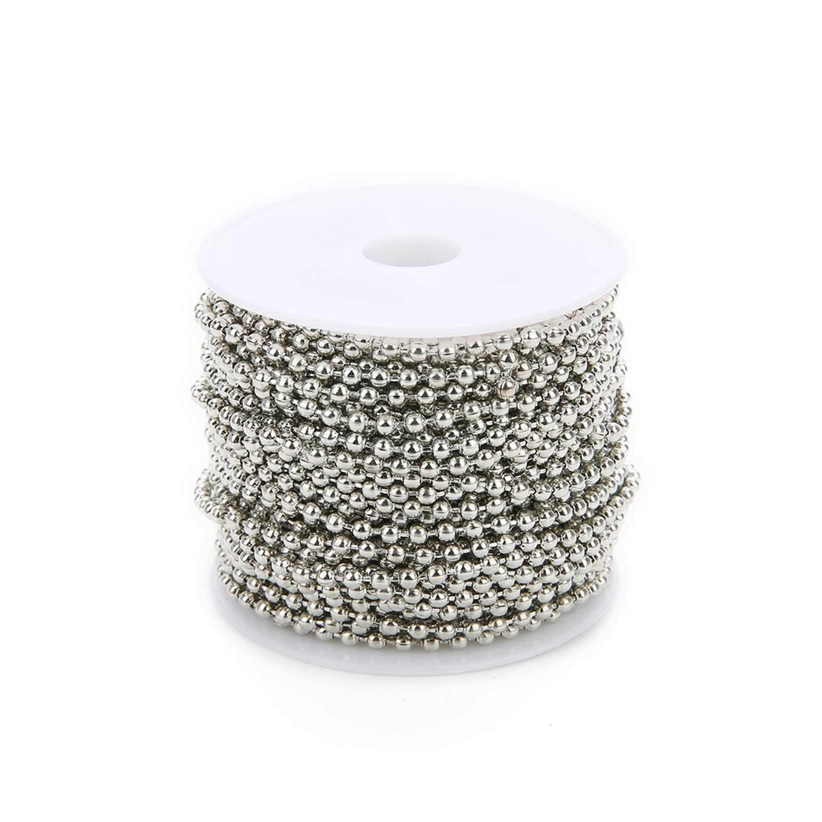 Łańcuszek z koralików, Beaded Ball Metal Chains for DIY Jewelry Making 4 Rolls 1.5mm 2.0mm 0.4mm(Rhodium Chain,2mm)