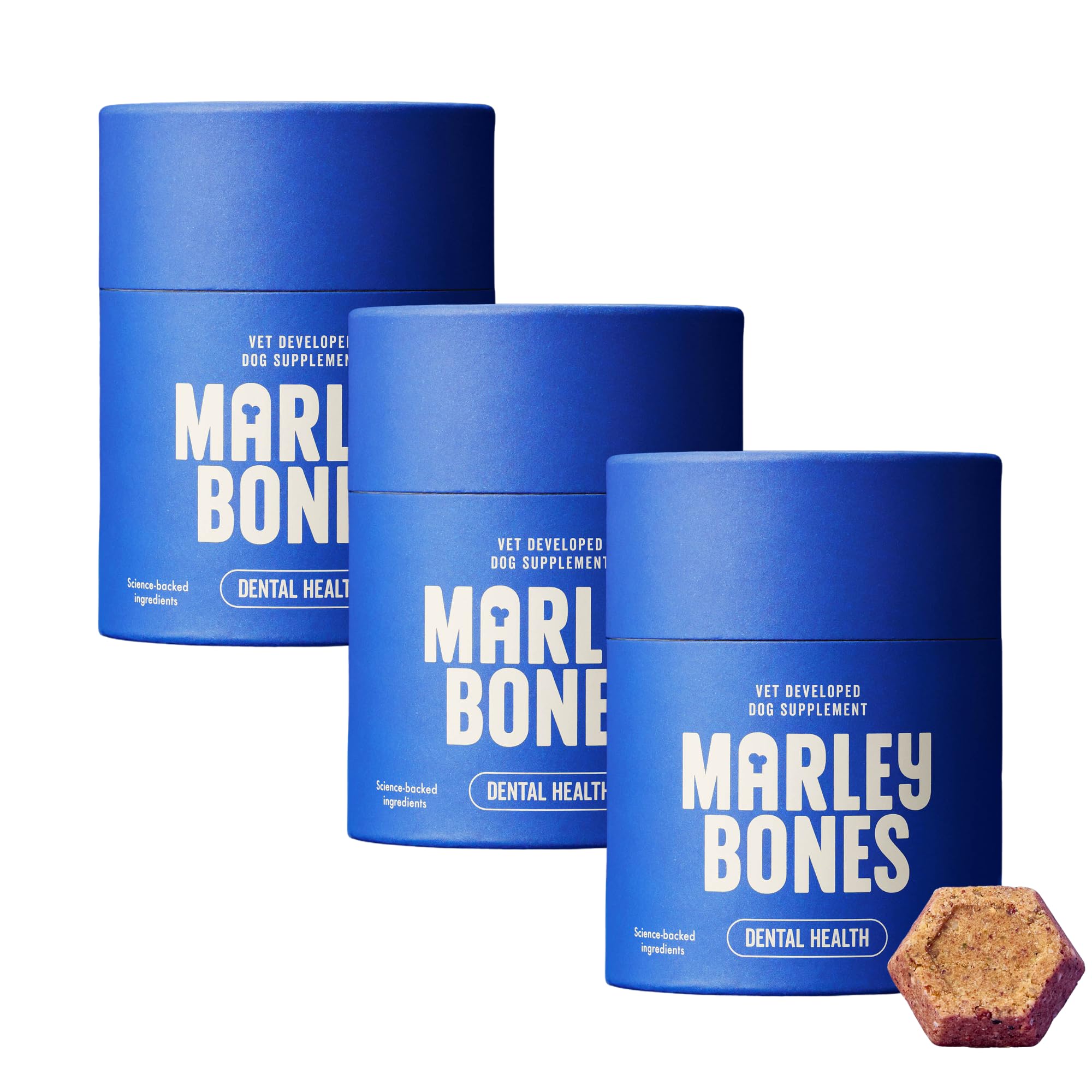Marleybones Dental Supplements 30 Chews x 3| Vet Developed & Soft Baked | Plaque & Tartar Control | Natural Treats Dental Chews| Freshens Breath |Teeth Cleaning Products