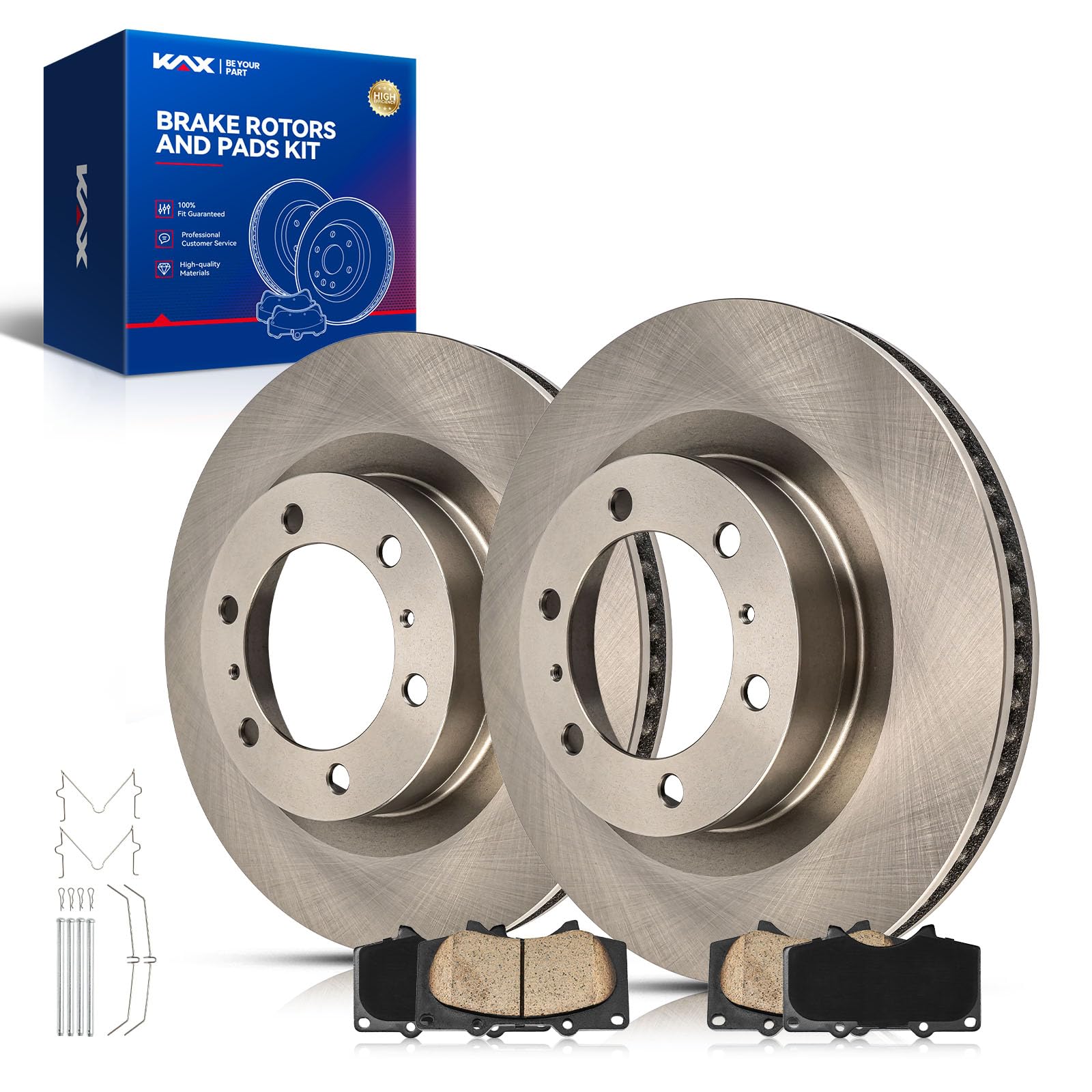 KAX Front Brake Kit, OE Brake Rotors and Ceramic Brake Pads | Fits Toyota 4Runner 2010-2020, Lexus GX460 2010-2019, Automotive Replacement Brake Kit