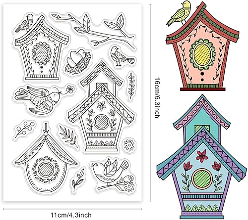 Miniatura 2 de CRASPIRE Sellos de goma transparente para pájaros, diseño de flores, reutilizables, de silicona, para hacer diarios, tarjetas, amigos, manualidades,