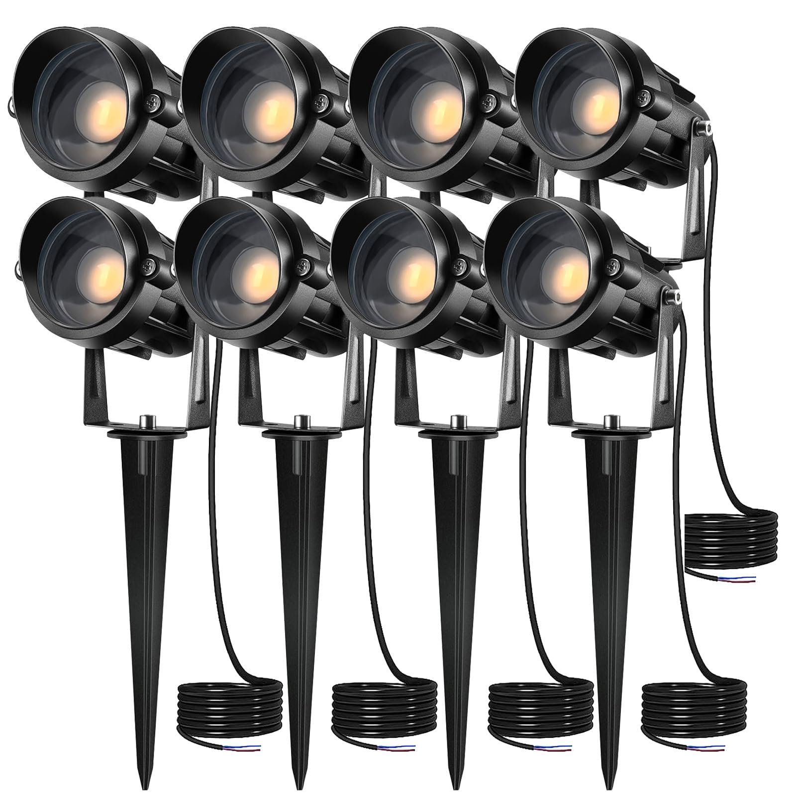 Iluminación exterior LED para jardín Spotlights Iluminación exterior Pin de jardín Fuente de alimentación 7W 12V 24V Baja tensión Iluminación paisajista impermeable IP66 8pack