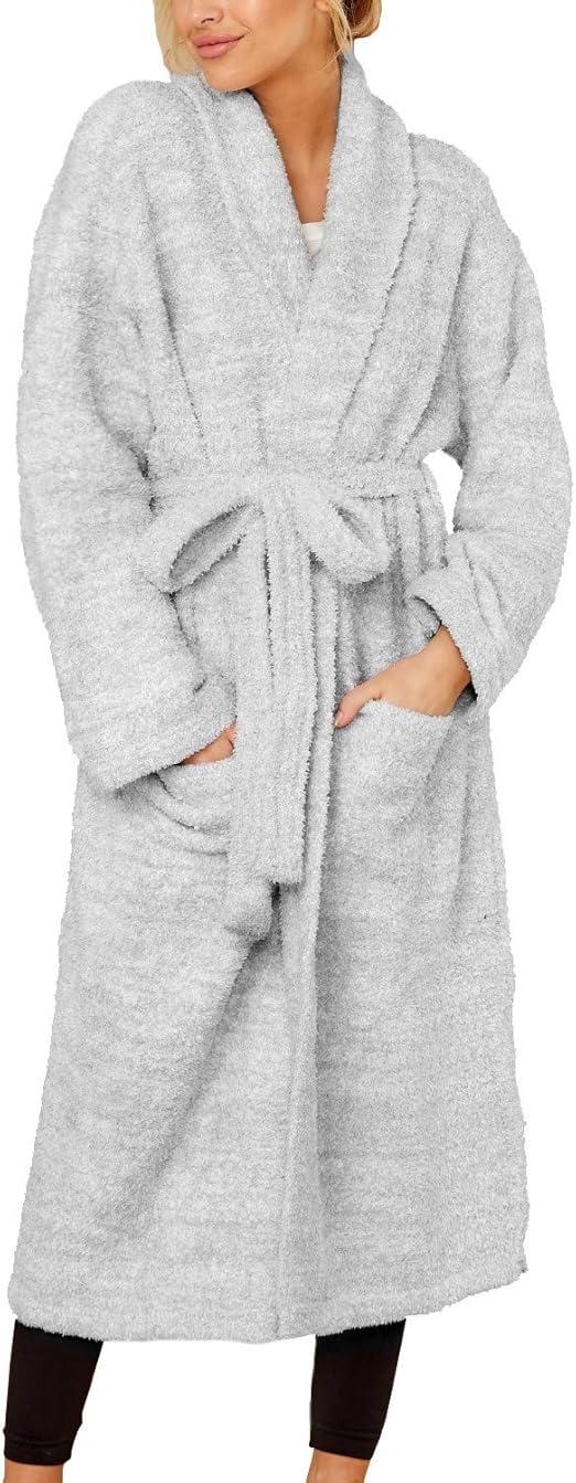 FANCYINN Women's Long Robe Fleece Robe Shaggy Bathrobe Ladies Shawl