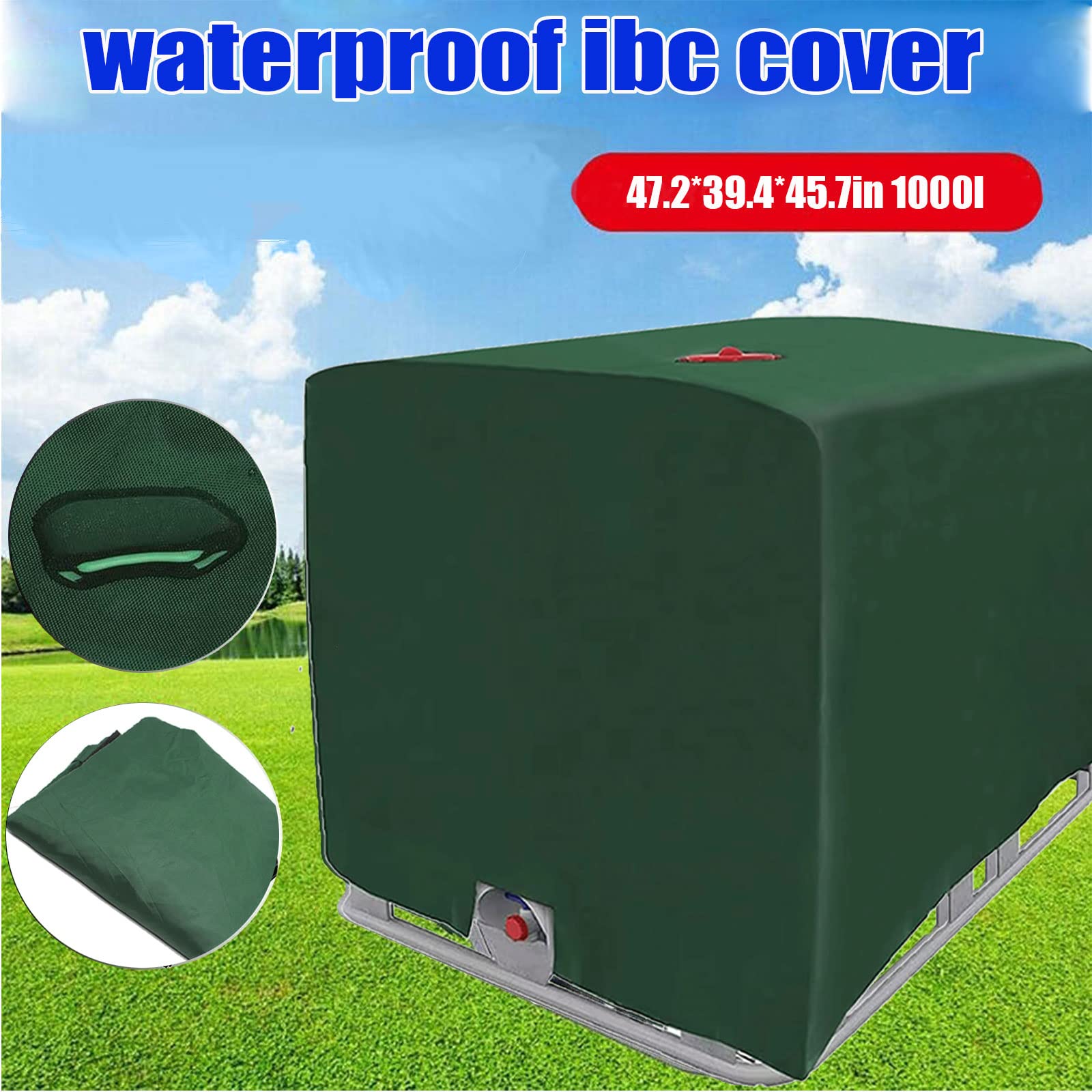 2 Stücke IBC Tank Abdeckung, IBC Grün Container Cover, Grün Abdeckplane für Wassertank 1000L, Abdeckplane Schutzhülle Schutzhaube Schutzplane Geeignet für IBC Tank Behälter Container Regenwassertank