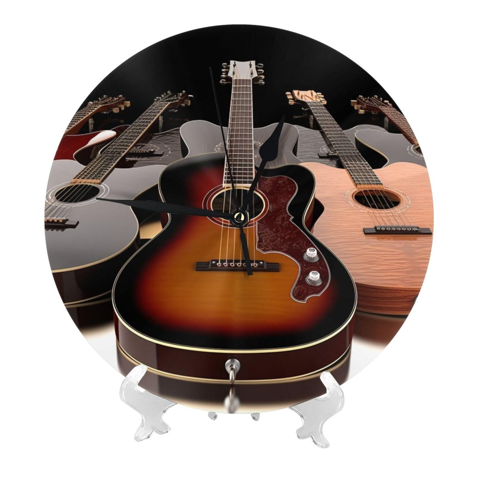 DWVTSLH Guitar Wall Clock 10 Inch Silent Non-Ticking Modern Clocks Battery Operated - Decorative Wall Clocks for Bedroom Living Room Kitchen Office Wall Decor Gift Idea