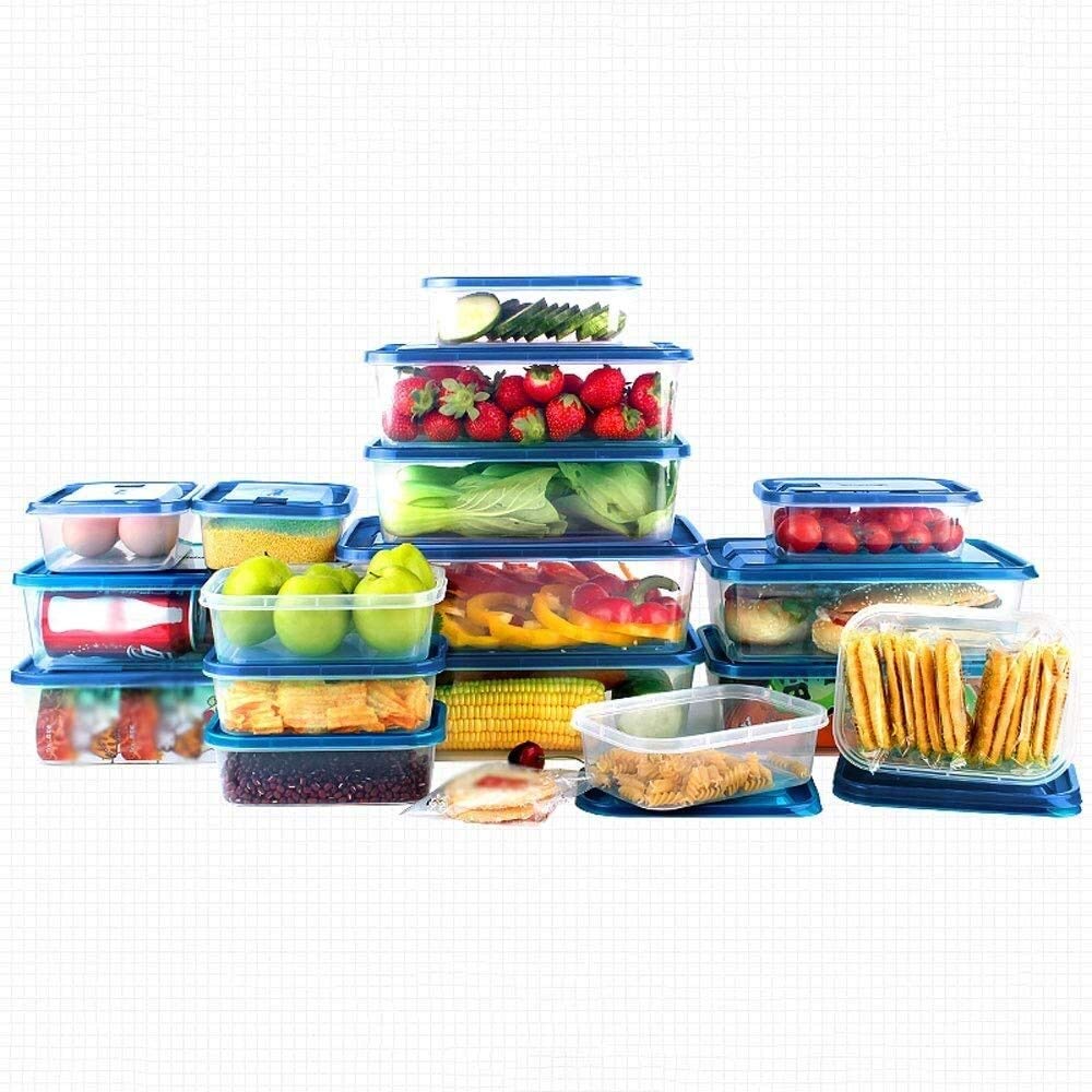 Juego de 17 Cajas de Almacenamiento para loncheras, Caja de Almacenamiento Rectangular de plástico para refrigerador, Caja para congelador de Material PP5 de Grado alimenticio, LON