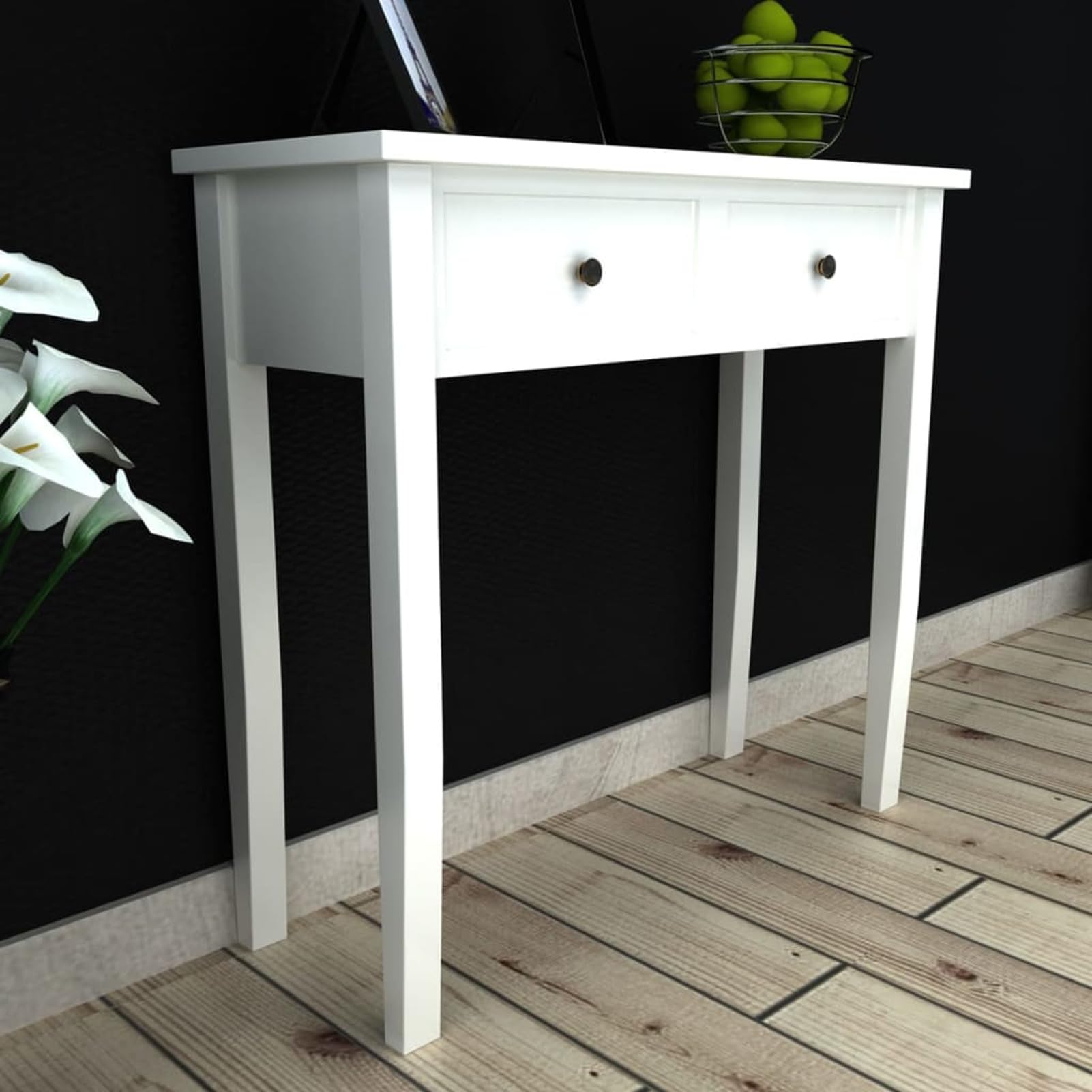 Homgoday Mesa Consola tocador con Dos cajones Blancos Mesas auxiliares de salón,Mesa Consola Recibidor Mueble de Entrada Estrecha Clásica