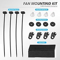 Vista 3 de DNA Motoring Ventilador de radiador delgado de refrigeración eléctrica de alto rendimiento de 10 pulgadas con kit de montaje, azul, RAF-10-BL+FMK