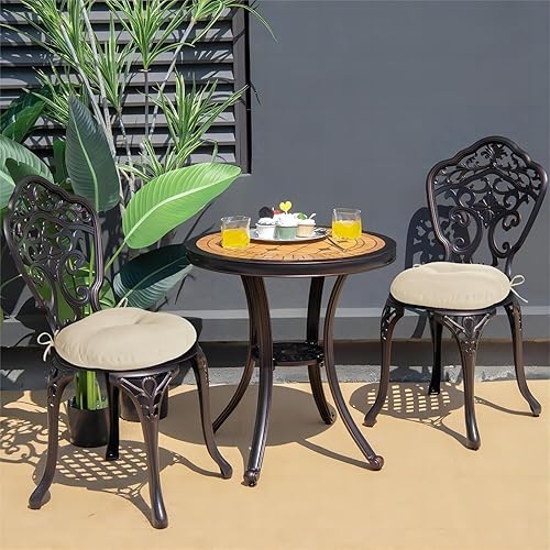 Miniatura 7 de downluxe Cojines redondos para sillas de exterior, impermeables, de espuma viscoelástica, para muebles de patio, 15 x 15 pulgadas, color rojo