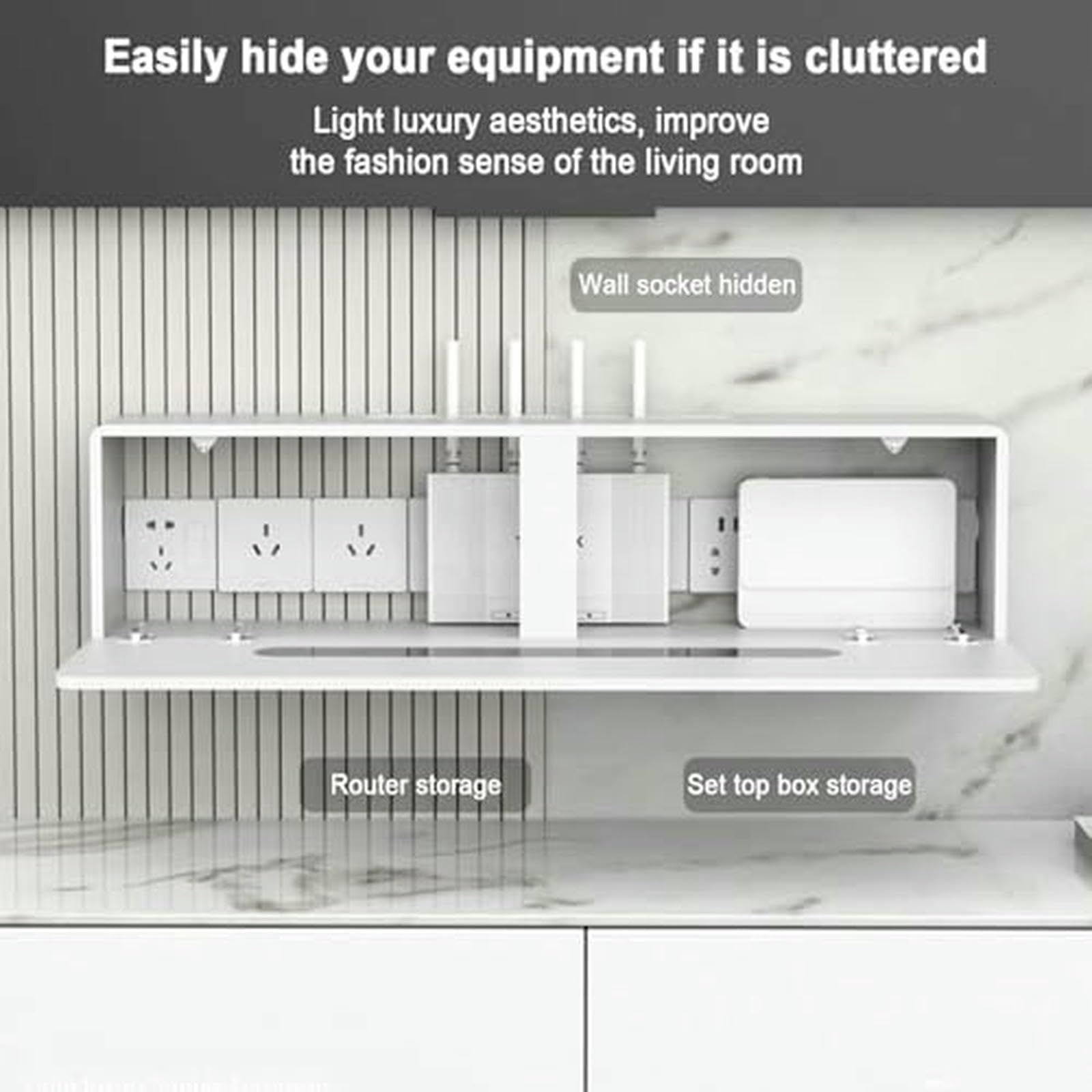 Wandmontierte hölzerne Router-Sto-Box & Kabel – Slish Home Office Kabelzange & Gerätehalter für ein aufgeräumtes Worpace