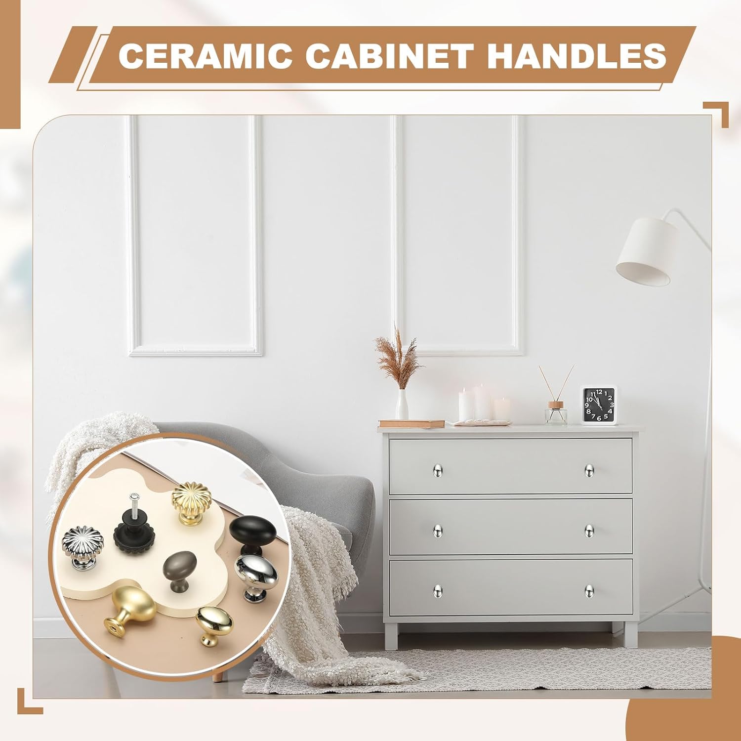 uxcell 2 Pcs Cabinet Knobs, 1.3 Inch Oval Dresser Knobs Kitchen Cabinet Handles for Bathroom Dresser Pulls Grey