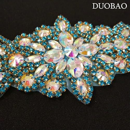 Vista 62 de DUOBAO Rhinestone Pearl Bead Applique Iridescent Rhinestones Appliques for Dresses Vintage Crystal Bridal Sash Wedding Dress Belt