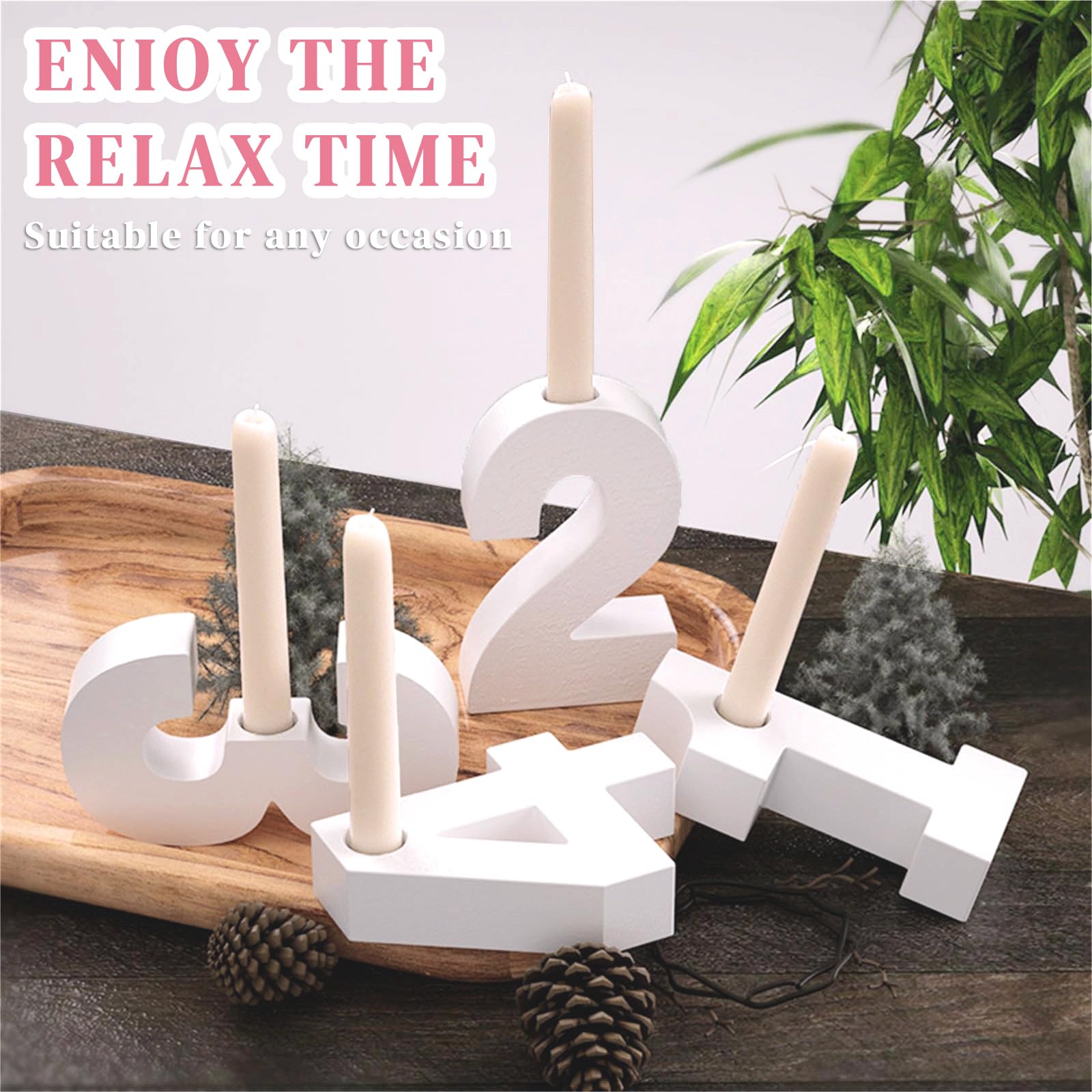 Stampi In Silicone Per Candele Numeriche 1-4: Kit Fai-da-Te Per Portacandele In Resina Epossidica E Gesso - 2