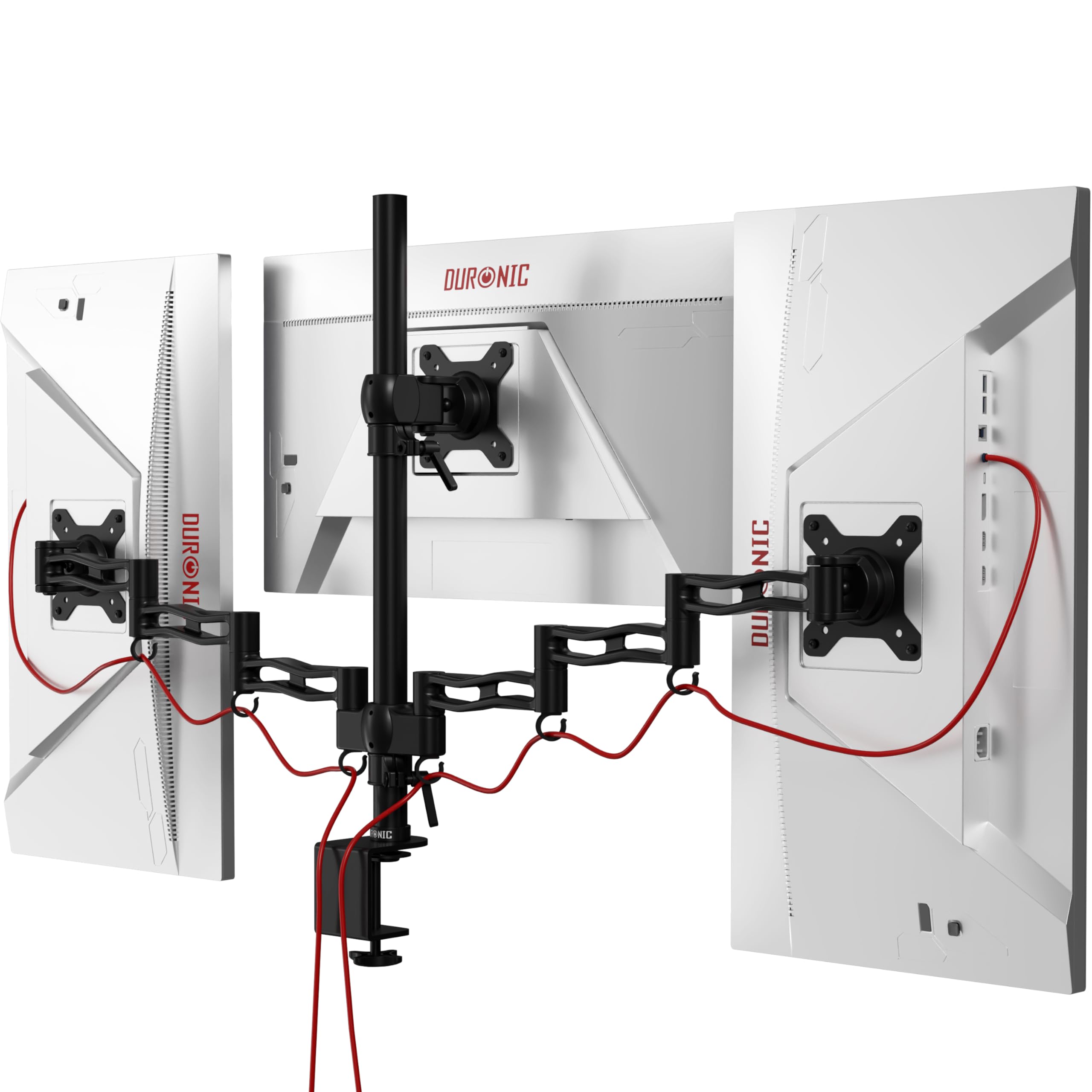 Duronic DM353 Bras pour 3 moniteurs d’Ordinateur | Support Triple d’écran PC articulé pour Bureau | VESA 75 100 | Hauteur Ajustable | Rotatif Inclinable Pivotant | Compatibilité Universelle