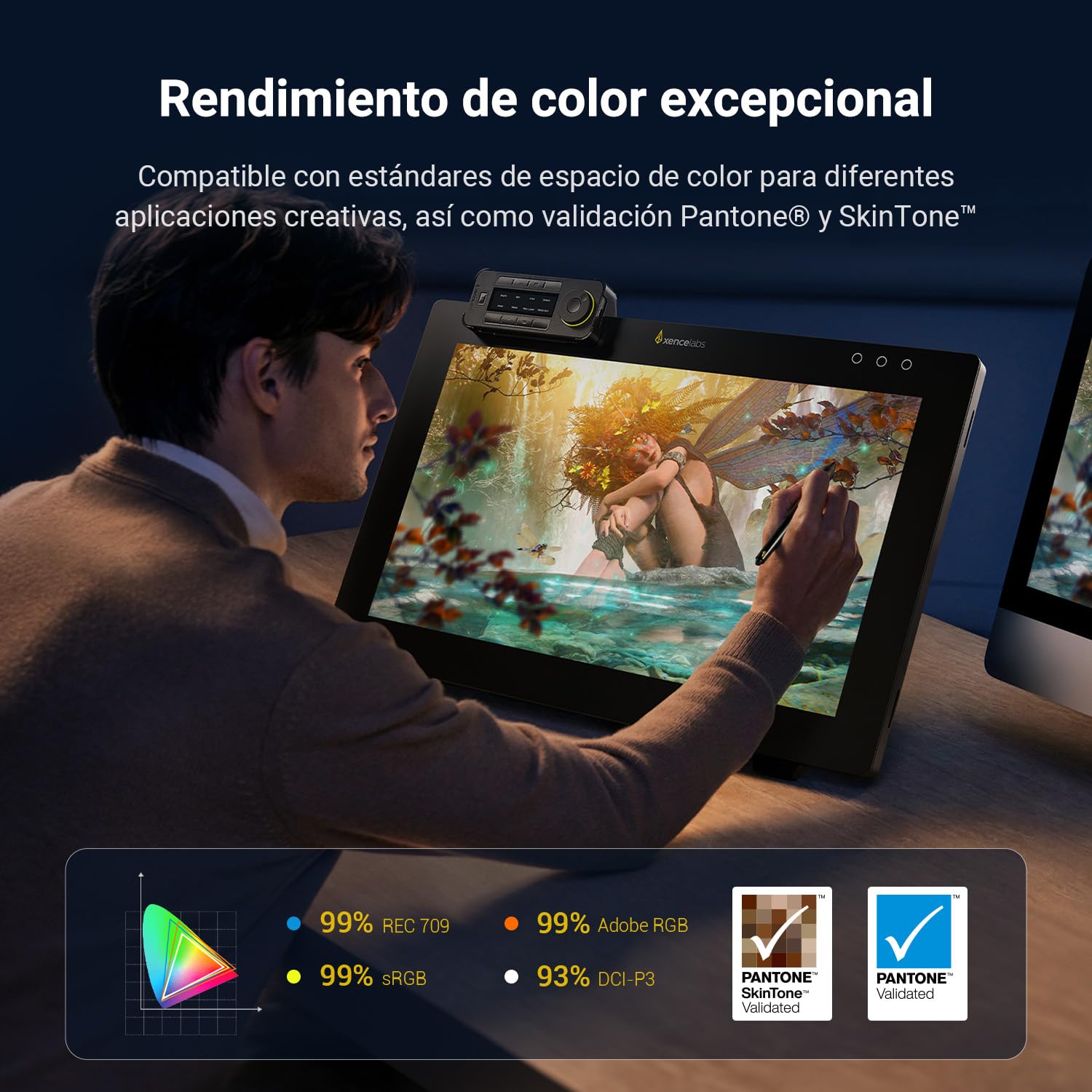 Xencelabs Pen Display 24 Tableta Gráfica con Pantalla 4K Monitor de Dibujo 99% Adobe RGB Tableta de Pantalla con Quick Keys 2 Plumas sin Batería Compatible con Windows-Arm/Windows/Mac/Linux