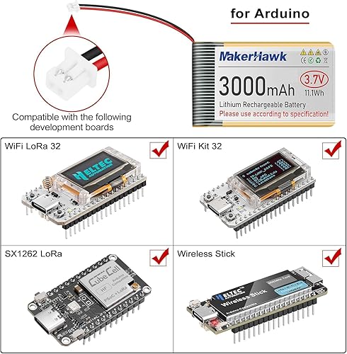 Miniatura 4 de MakerHawk 3.7V 3000mAh Batería LiPo Recargable 1S 103665 Batería de Polímero de Litio con Placa de Protección Cinta de Goma Aislada, Conector Micro