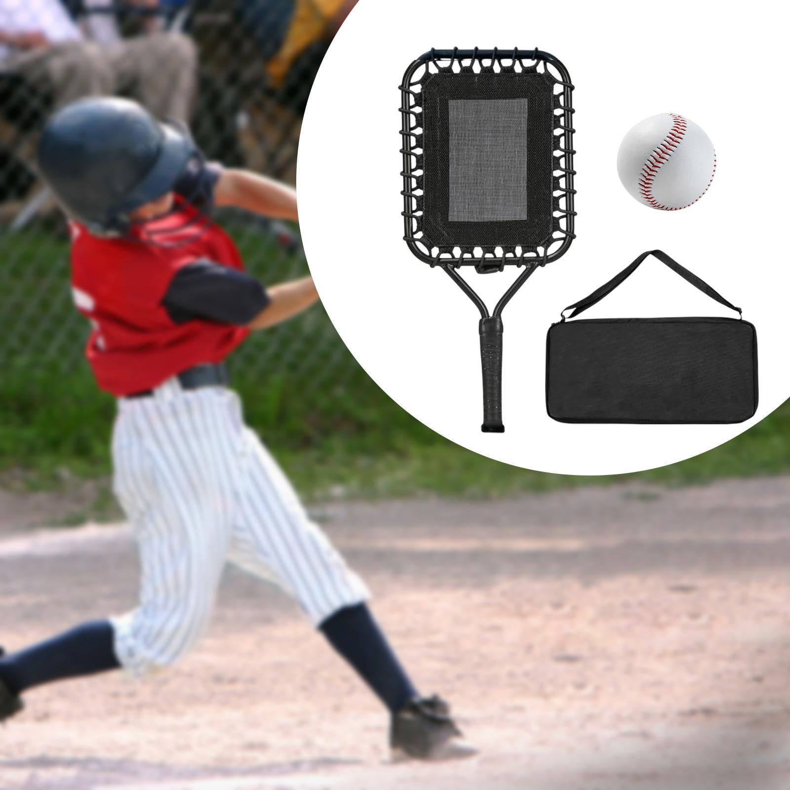 Menolana Baseball Practice Racquet with Storage Bag Men Women Metal Exercise Equipment Lightweight Coaches Helper Baseball Essentials, Black Handle