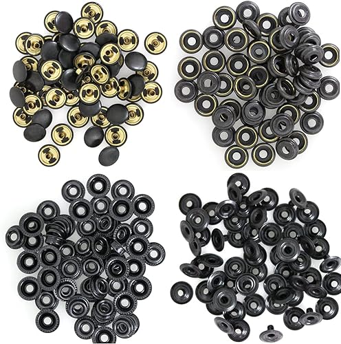 Miniatura 3 de BetterJonny - Juego de 120 cierres de metal a presión, 0.591 in, latón, resistente, botón a presión, para barco marino, bolsa de lona, cuero,