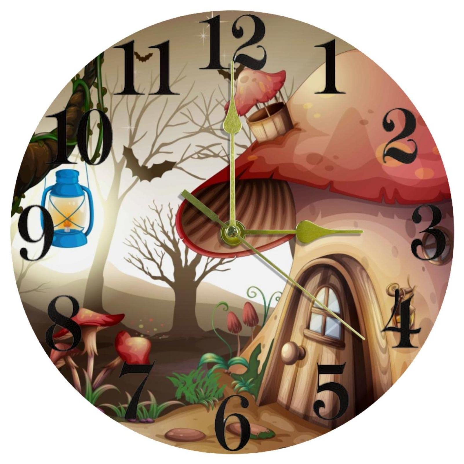 Horloge murale silencieuse champignon pour éliminer le bruit de tic-tac