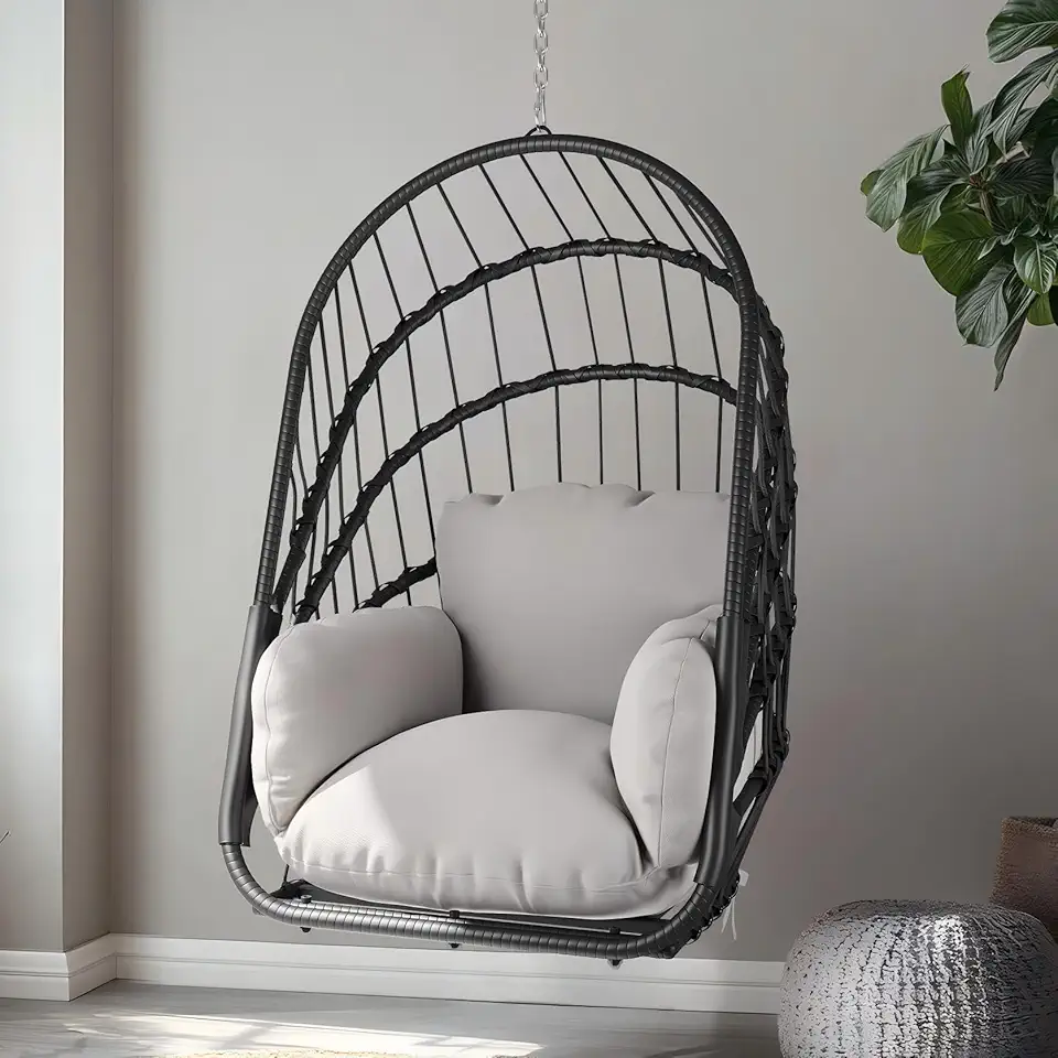 Hamacs design & mobilier jardin tendance 2026 : 50 idées Pinterest YITAHOME Fauteuil suspendu, sans cadre, en rotin, avec coussin lavable, capacité de charge