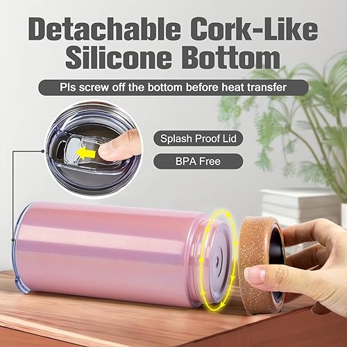 Miniatura 4 de ColorSub Vasos de sublimación con purpurina de 17 onzas, vasos de sublimación de acero inoxidable, vasos de sublimación con aislamiento de doble