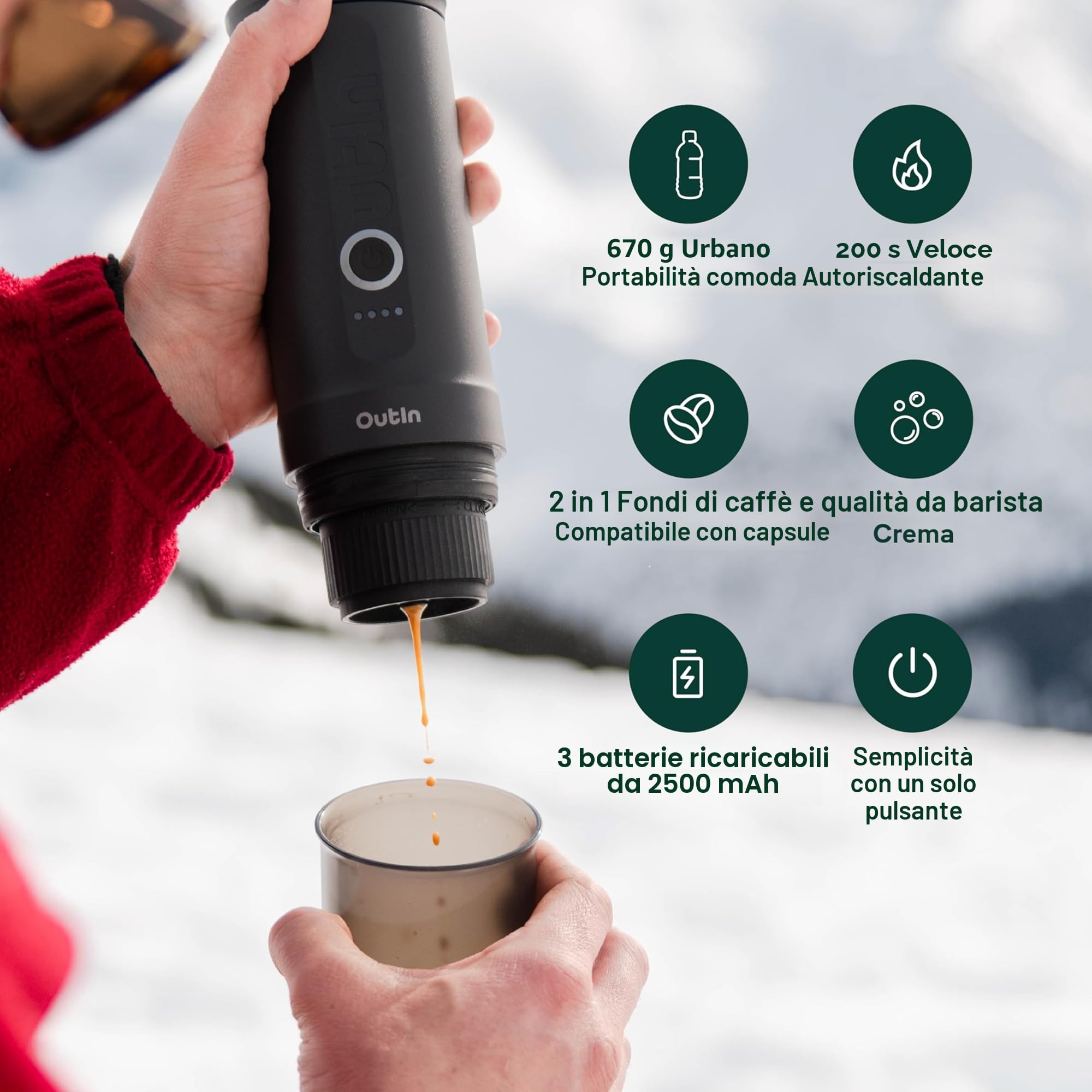 OutIn Nano Macchina da caffè espresso elettrica portatile Custodia Protettiva in EVA