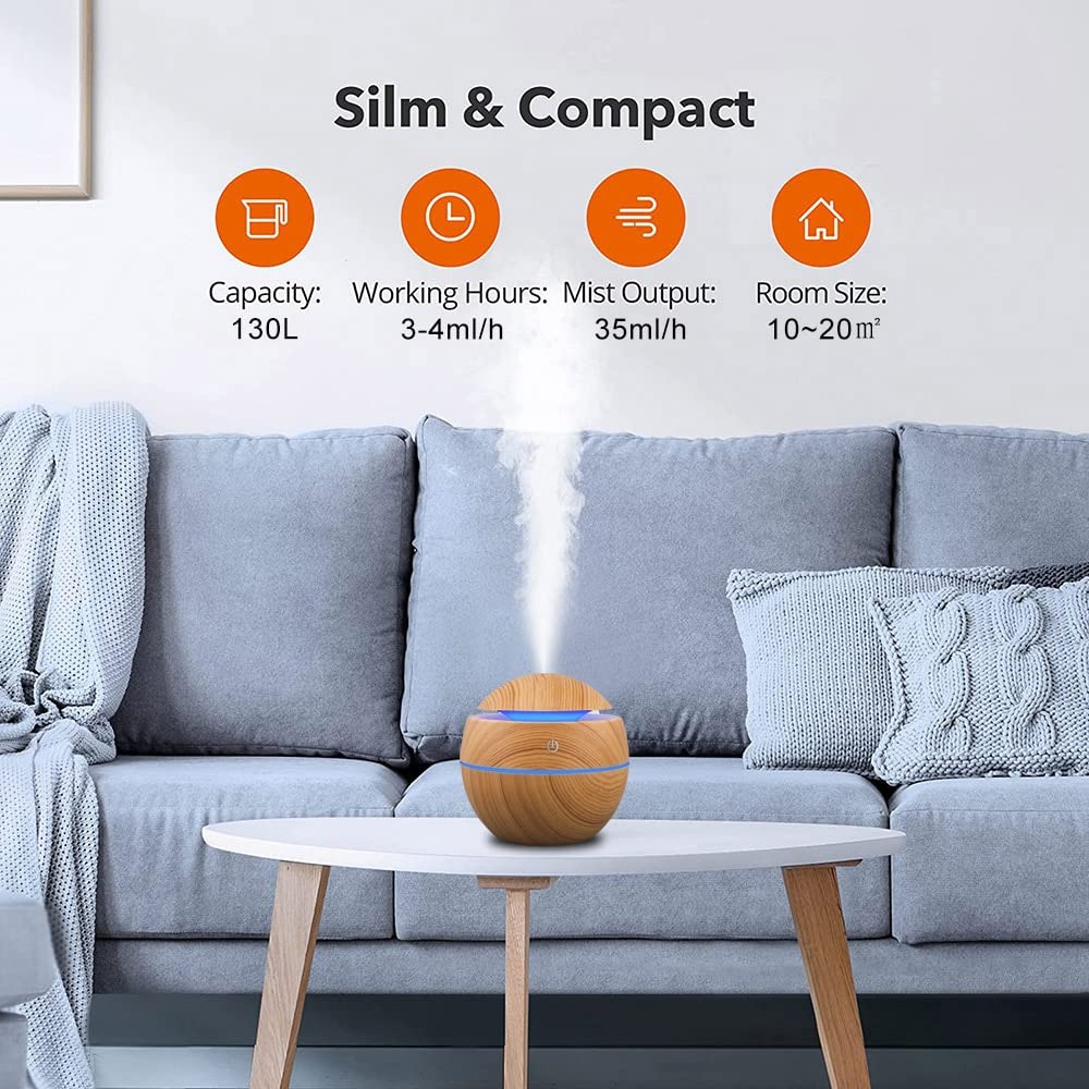 Luftbefeuchter Schlafzimmer Luftbefeuchter Electric Air Aroma Diffusor Ultraschall 13 0ml Luftbefeuchter ätherischer Öl Aromatherapie Nebel for Zuhause (Color : Bruin)