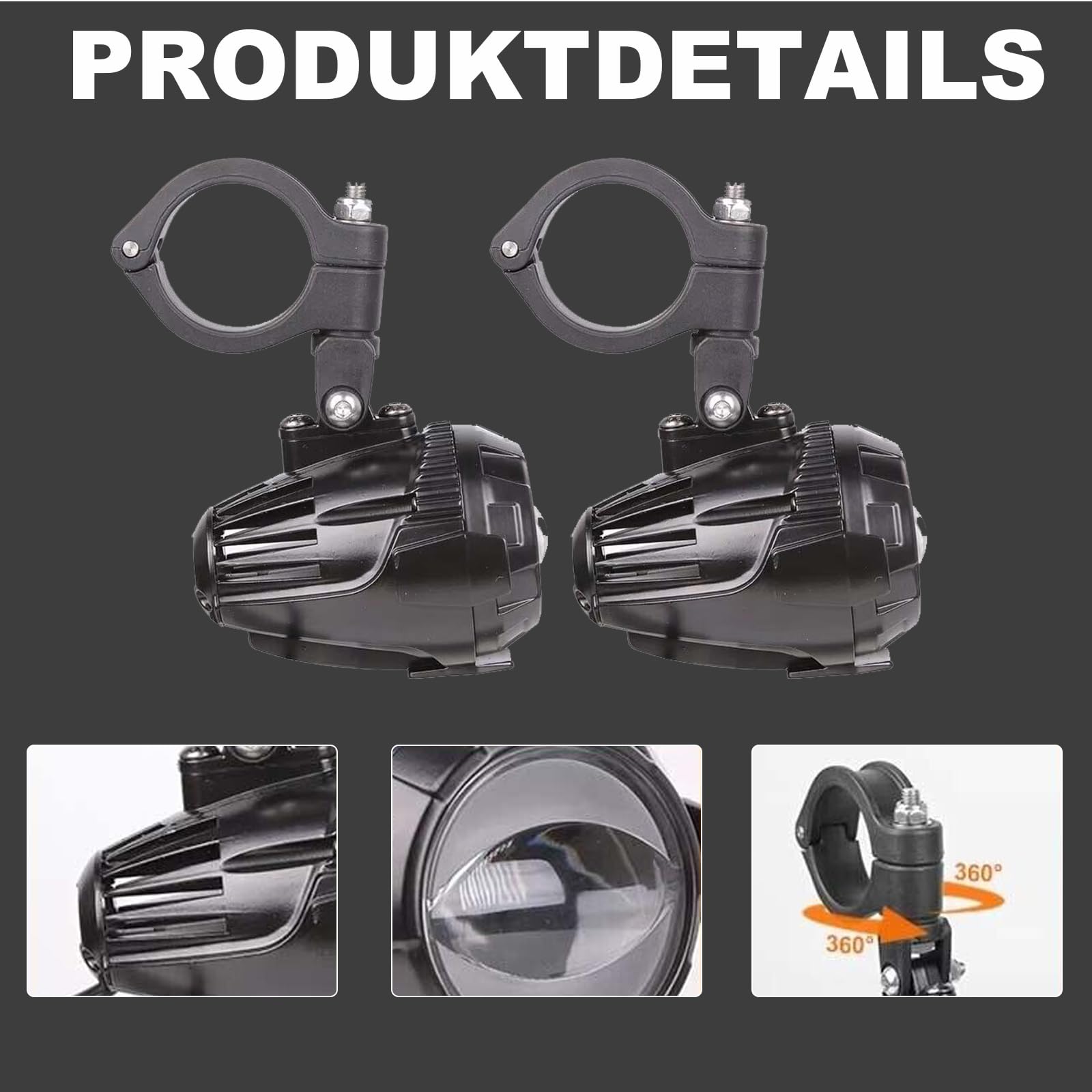 Zusatzscheinwerfer Motorrad LED Scheinwerfer 6000LM 6000K Nebelscheinwerfer Motorrad LED mit E-Prüfzeichen für BMW F800,Universal-Hilfslampe für motorrad