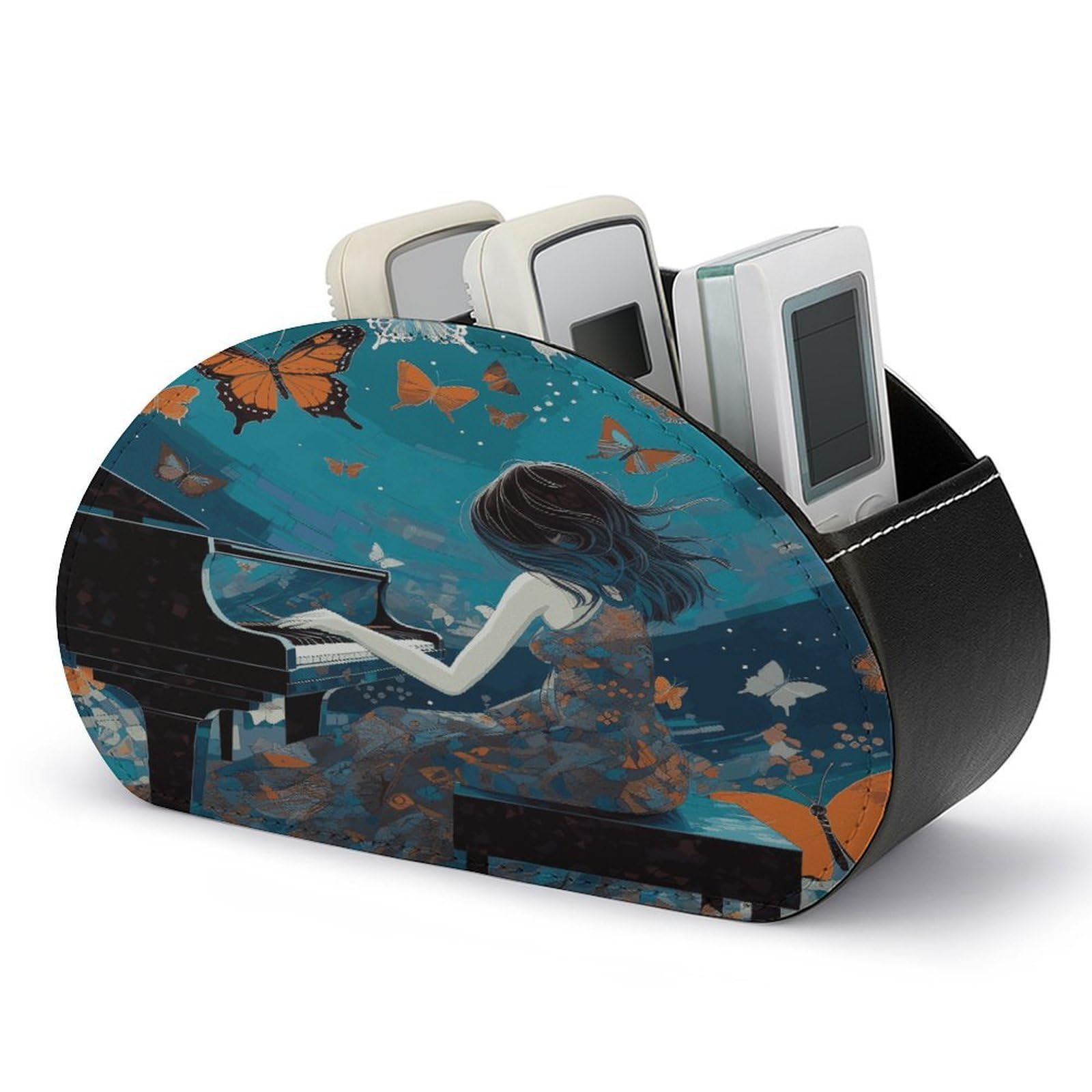 Btcowzrv Style Piano Butterflies Remote Control Holder With 5 Compartments
