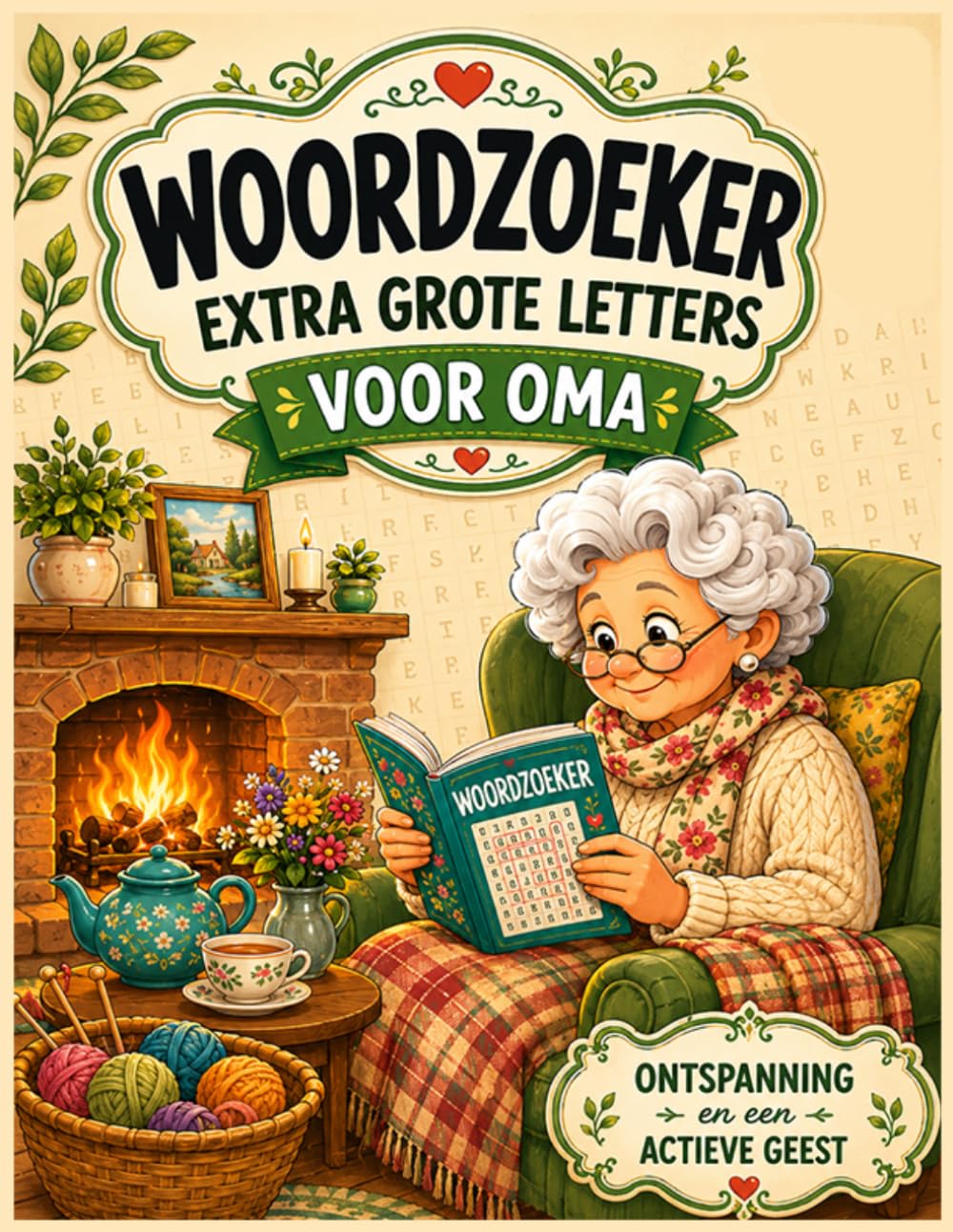 Woordzoeker voor Oma: Groot Lettertype Puzzelboek voor Senioren met 75 Leuke Woordpuzzels en Oplossingen voor Hersenoefeningen en Ontspanning