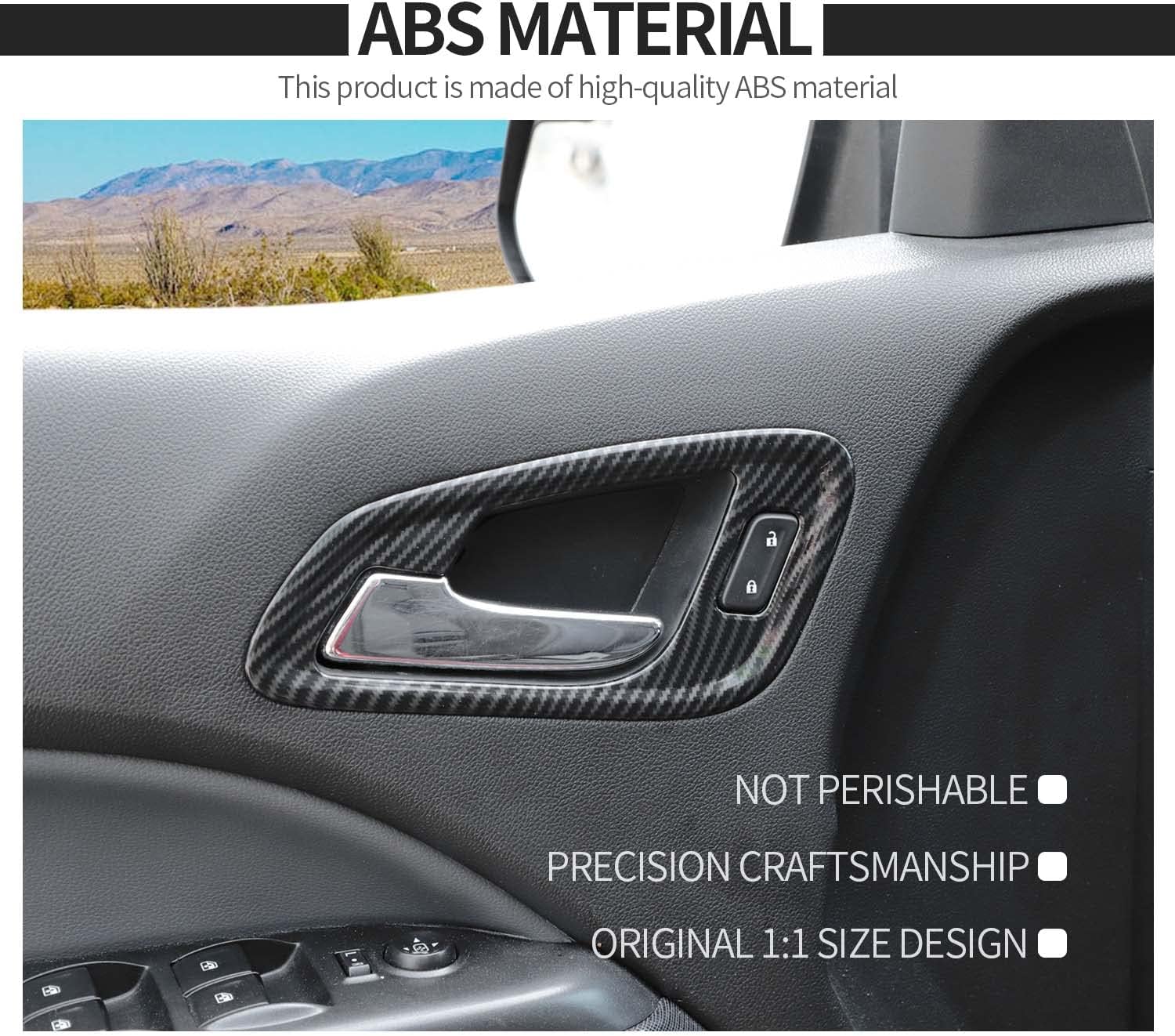 Voodonala for Chevy Colorado 2015-2022 Carbon Fiber Inner Door Handle Bowl Panel Trim Compatible with Chevrolet Colorado GMC Canyon 2015-2022(4Pcs/Set,Carbon Fiber Black)