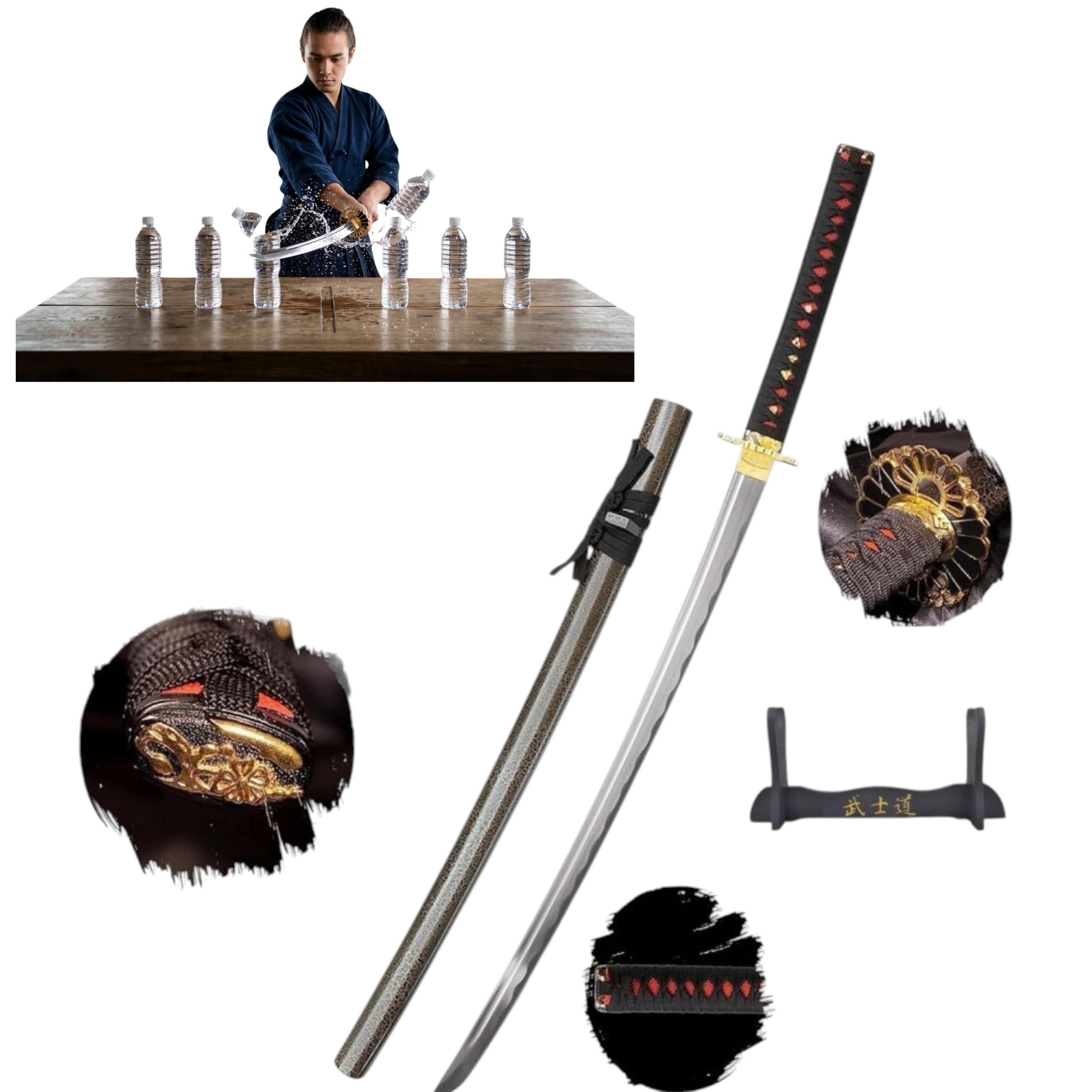 Lange Machete Katana Schwert Scharf Echt Zum Training Metall Stahl 1045 Samurai 100% Handarbeit nur für Erwachsene - 18 Jahre erforderlich DS077