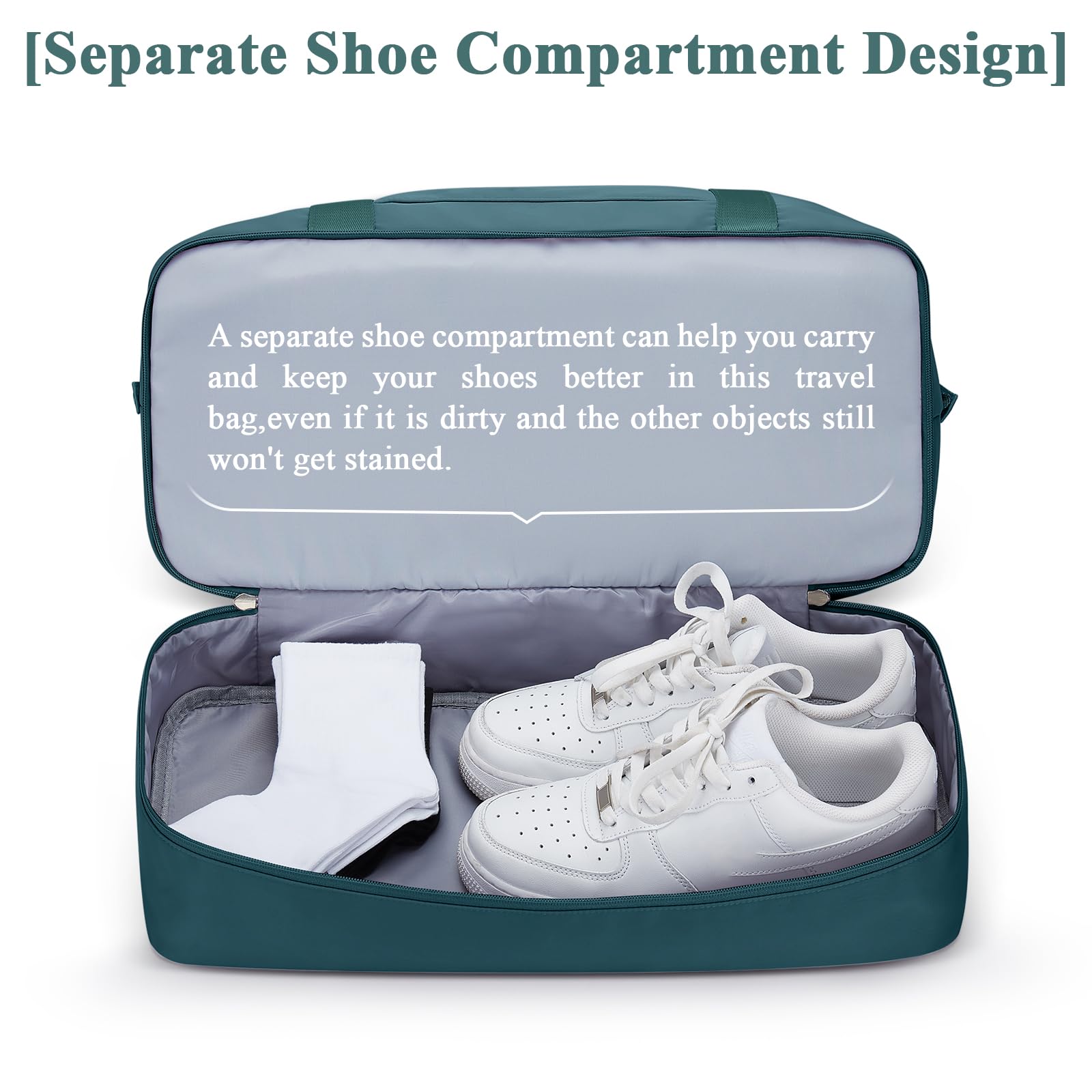 Borsone da Viaggio Donna, 45x36x20 Easyjet Bagaglio a Mano Borsa da Viaggio con Scomparto per le Scarpe, Borsa Sportiva Borsone da Palestra Grande, Borsa da Weekend,Borsa per Ospedale,E4-Blu pavone