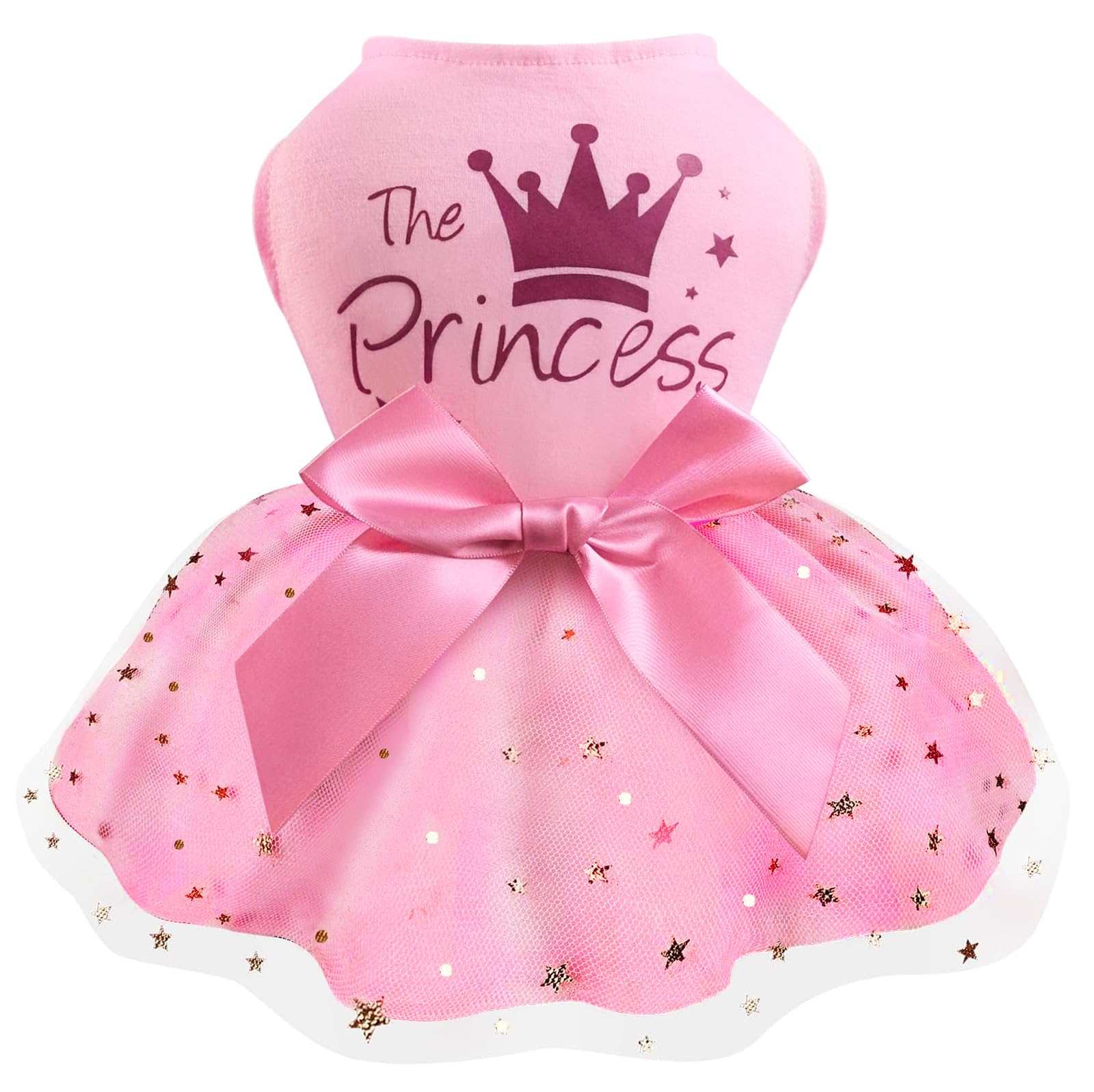 Idepet Princess Dog Dress Tulle Puppy Skirt Pet Apparel Dog Tutu with Bowknot,Birthday Dresses Daisy Sleeveless Holiday Clothes for Small Dogs Girls