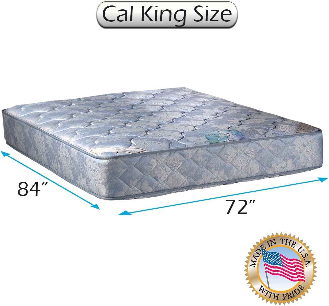 Dream Solutions USA Chiro Premier Orthopedic (Blue Color) Two-Sided Mattress Only with Mattress Cover Protector Included - Spine Support, Fully Assembled, Long Lasting (Cali King 72"x84"x9")
