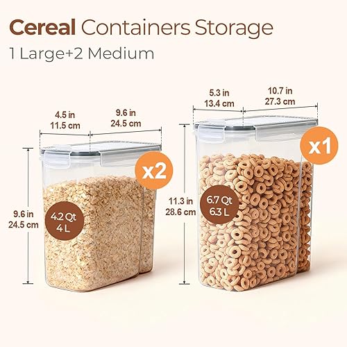 Miniatura 4 de ComSaf Juego de recipientes de cereales (6L4 pulgadas x 2), recipientes herméticos para almacenamiento de alimentos para mascotas, dispensador de