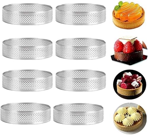 Kwaii Paquete de 8 anillos para tartas de acero inoxidable, resistente al , anillo de mousse de torta, forma de anillo de torta, herramientas redondas para hornear