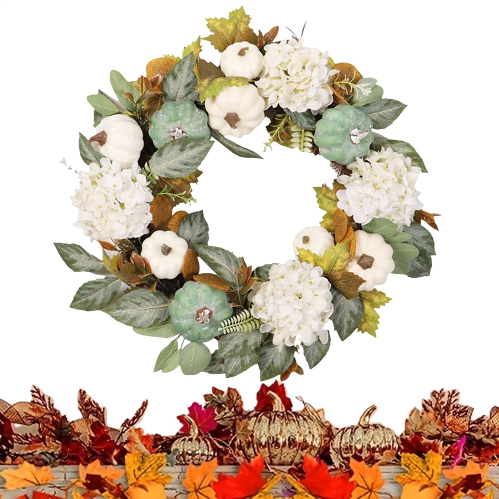 Couronne d'automne de 45,7 cm et guirlande artificielle de festival pour la maison