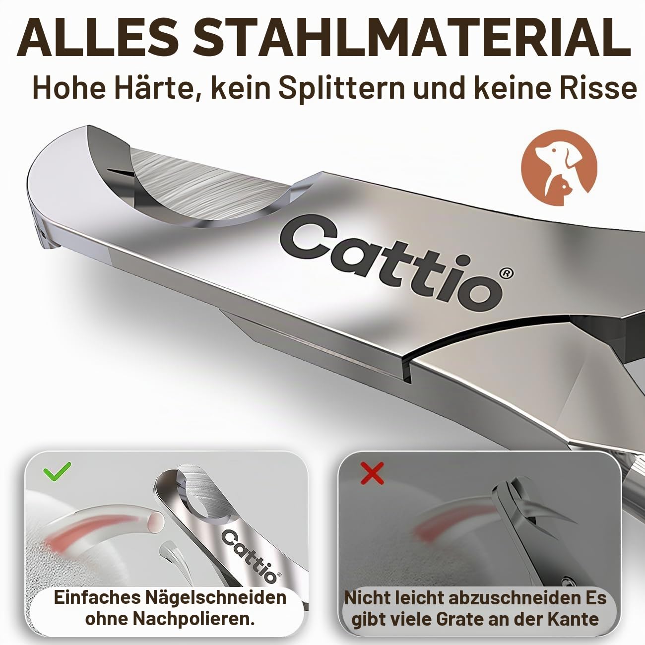 Professioneller Nagelknipser für große Hunde – scharf, langlebig und sicher. Robuster Haustier-Nagelschneider mit ergonomischem Design. Hunde-Nagelschneider (Hundeklauenknipser-Set (Glänzend))