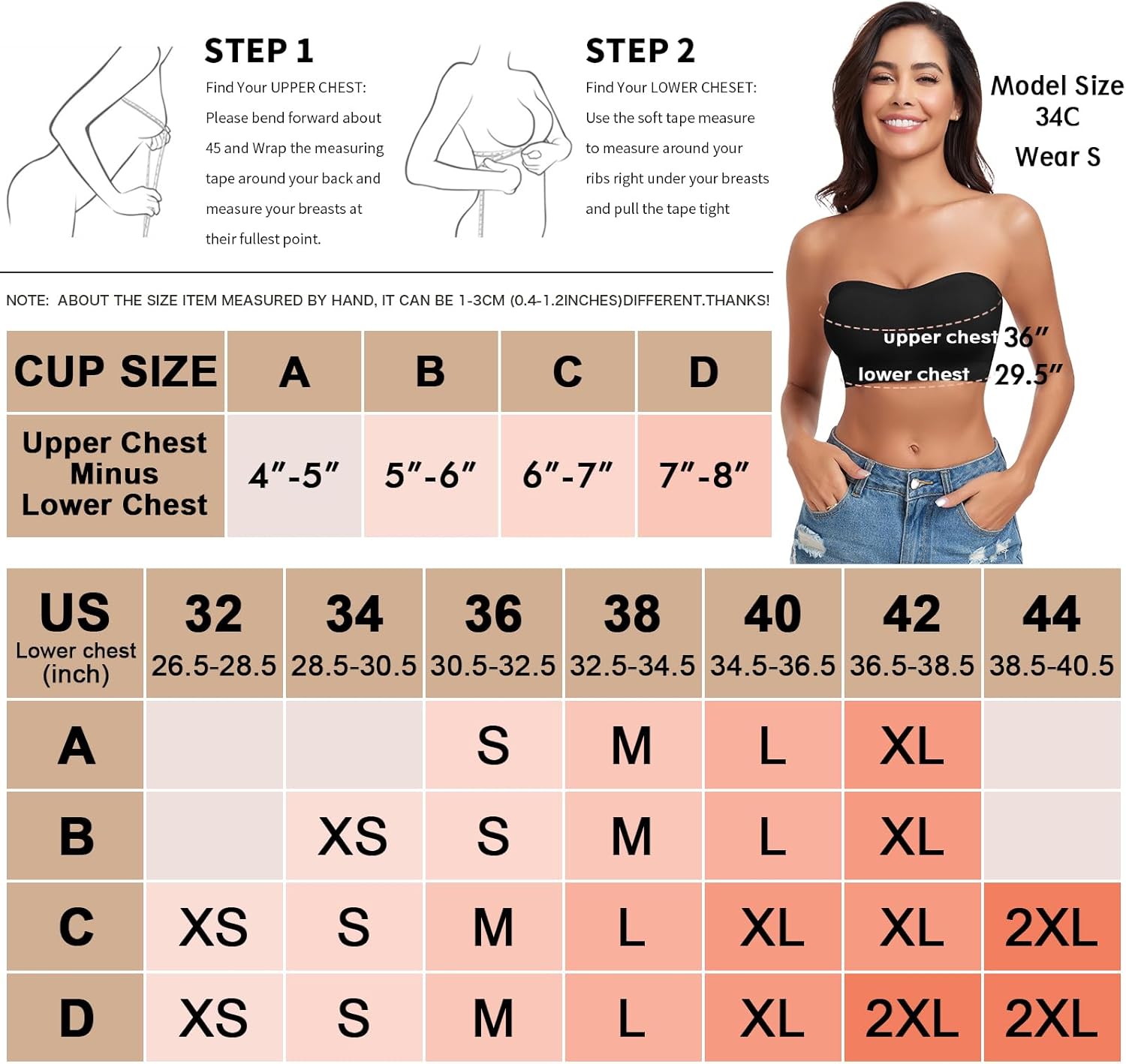 WOWENY Women's Strapless Bras Non-Slip Silicone Seamless Bandeau Bra with Support Wireless Padded Bralette Tube Top Bra - Image 7