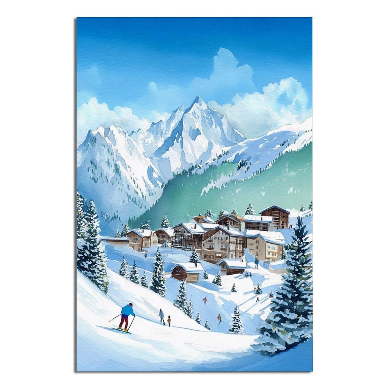 St Anton Ski Posters 20x30inch(50x75cm) Vintage Watercolor Canvas Art