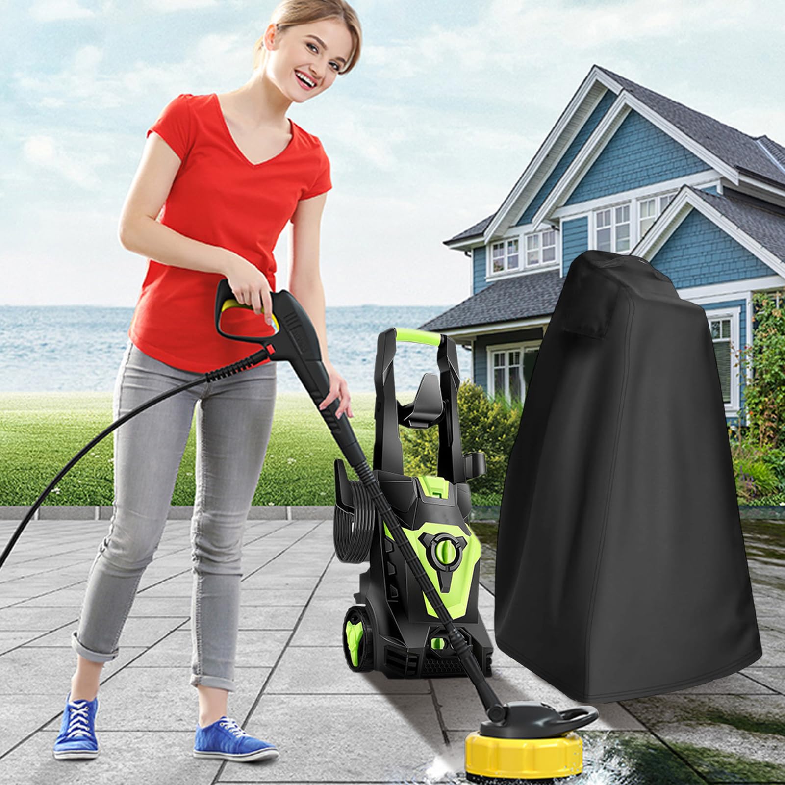 Funda para Hidrolimpiadora Exterior | Cobertor Impermeable para Limpiadora A Presión | Protector De Almacenamiento Resistente para Interior Y Exterior | Cubierta para Tanque Y Bomba De Limpieza
