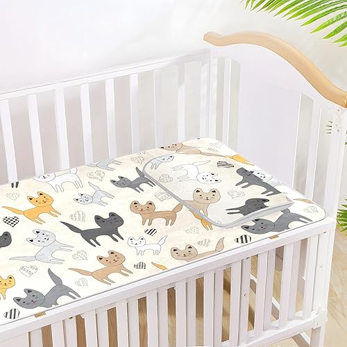 Miniatura 8 de Cute Cats Crib Mattress Protector Mini Crib Mattres Pad Cover Cooling Mattress Topper Ice Silk Cooling Pad & Pillow Play Mat Washable & Breathable