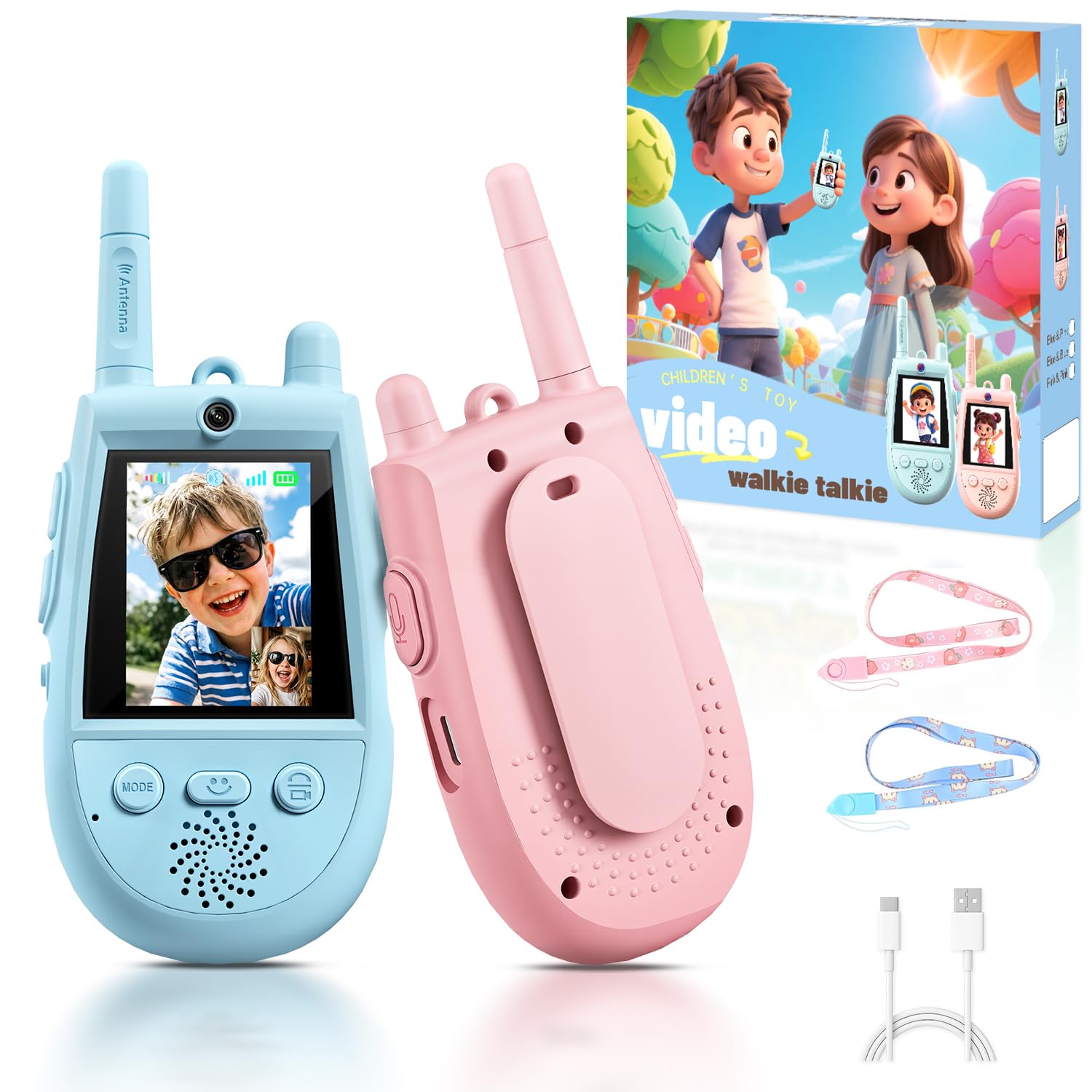 2 Pack Video Walkie Talkies for Kids, Kids Walkie Talkies with Screen Video