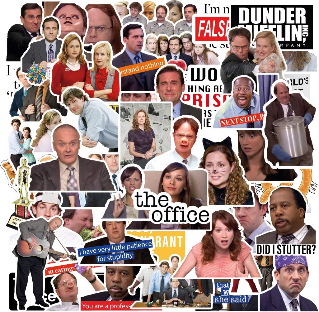The Office Stickers 55 Pack Office Laptop Themed Stickers ,The Office Stickers for Laptop, Water Bottles, Micheal Scott, Funny Laptop Decals, Hydro Flask Stickers